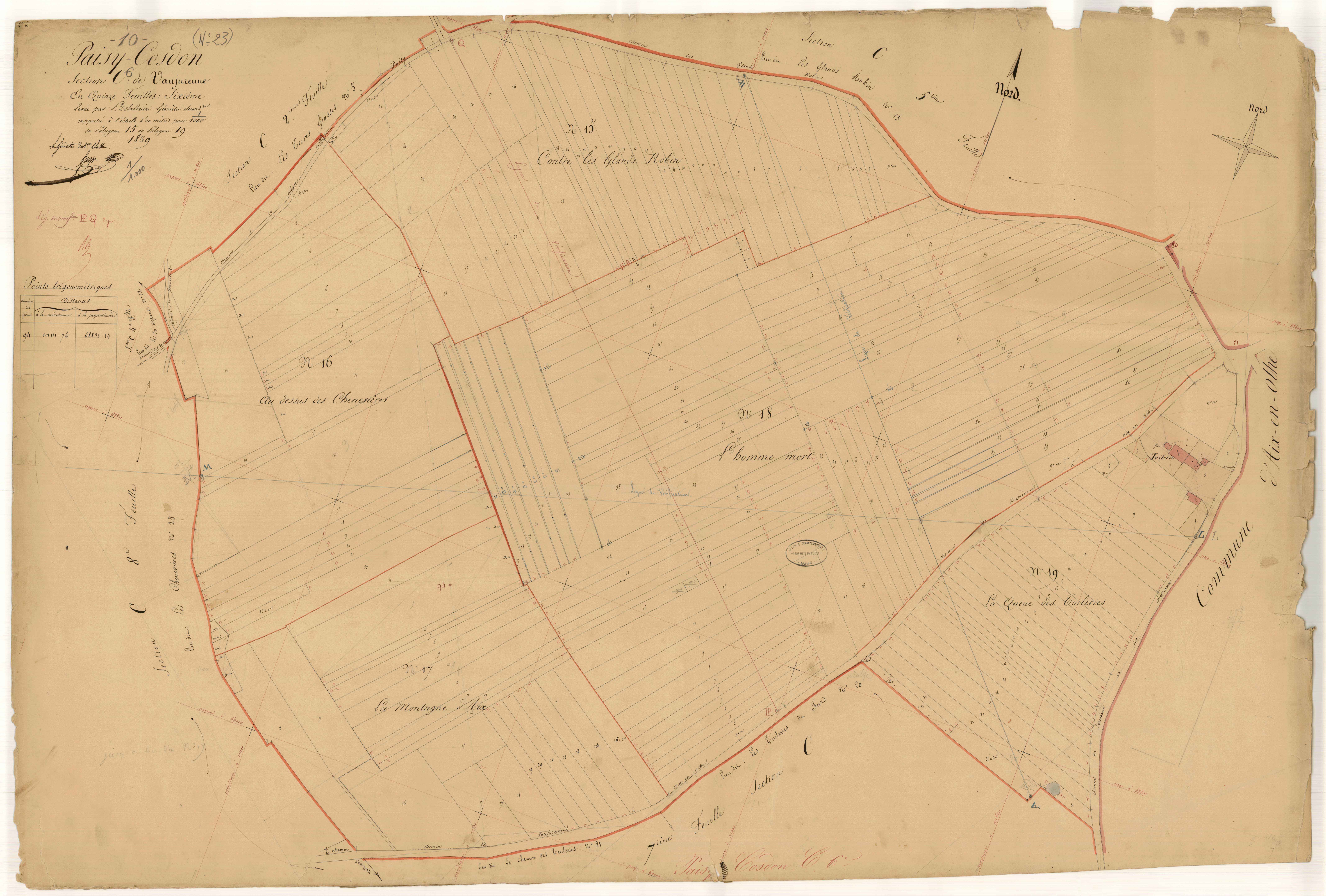 Paisy-Cosdon, section C dite de Vaujurenne, feuille n° 6