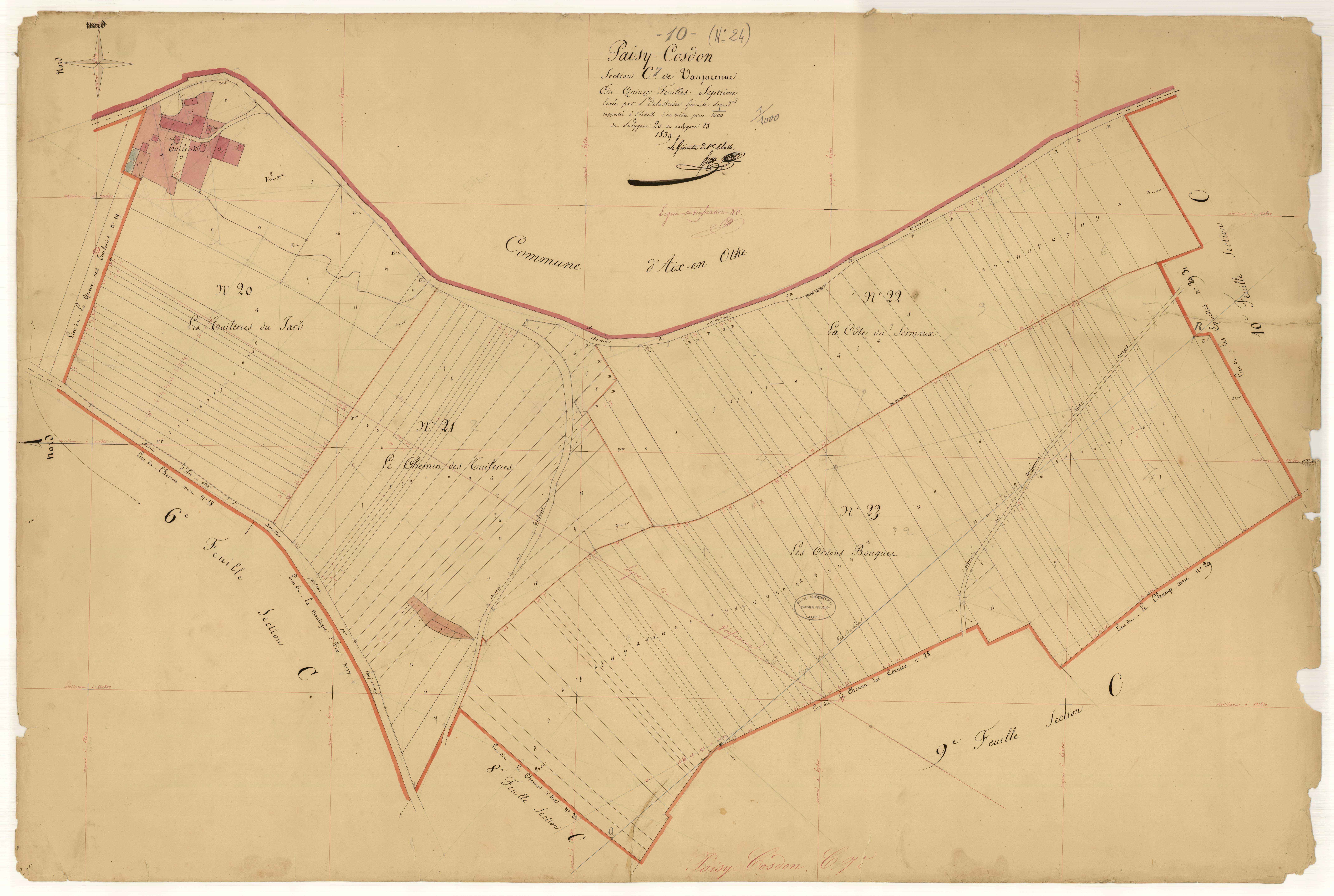 Paisy-Cosdon, section C dite de Vaujurenne, feuille n° 7