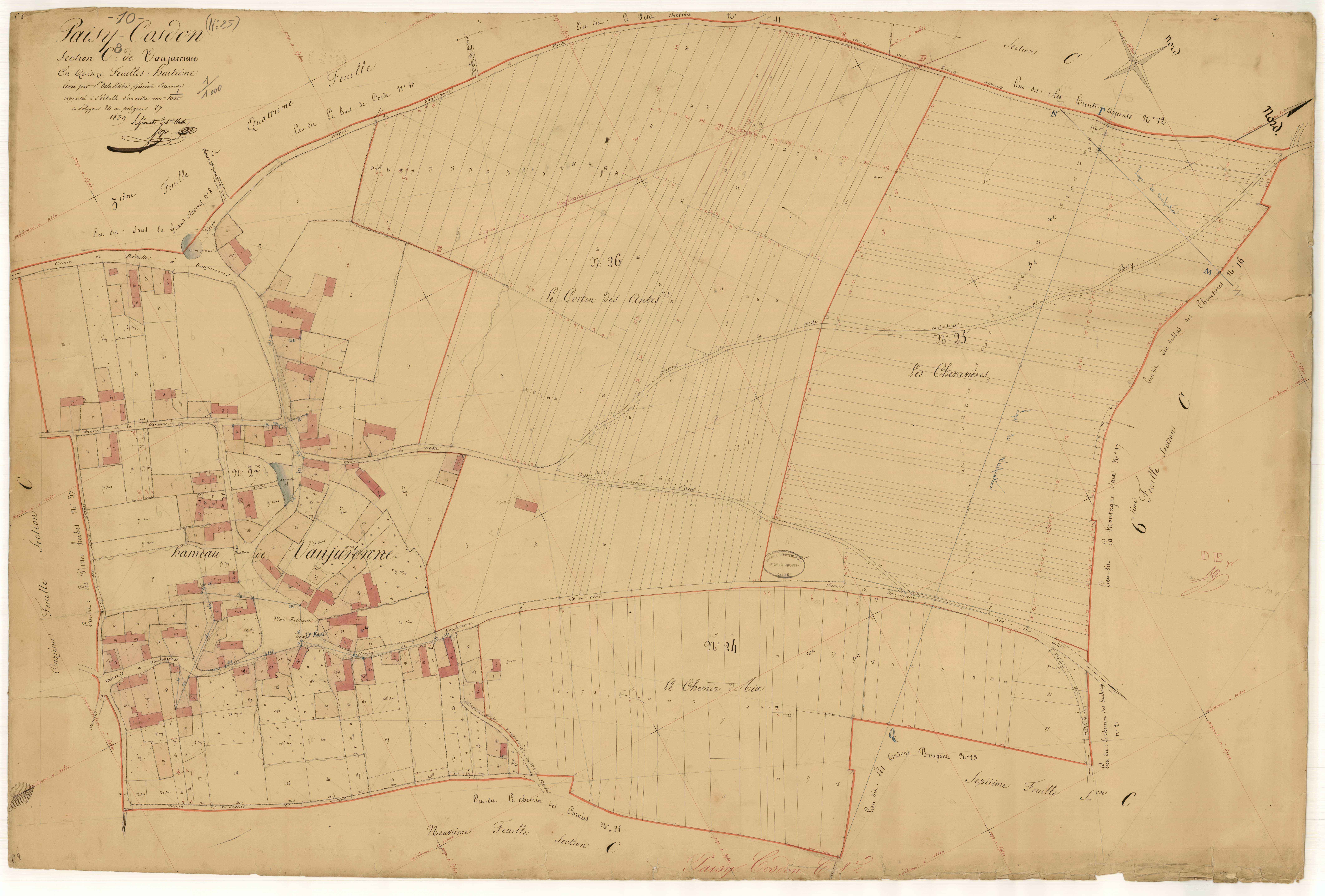 Paisy-Cosdon, section C dite de Vaujurenne, feuille n° 8