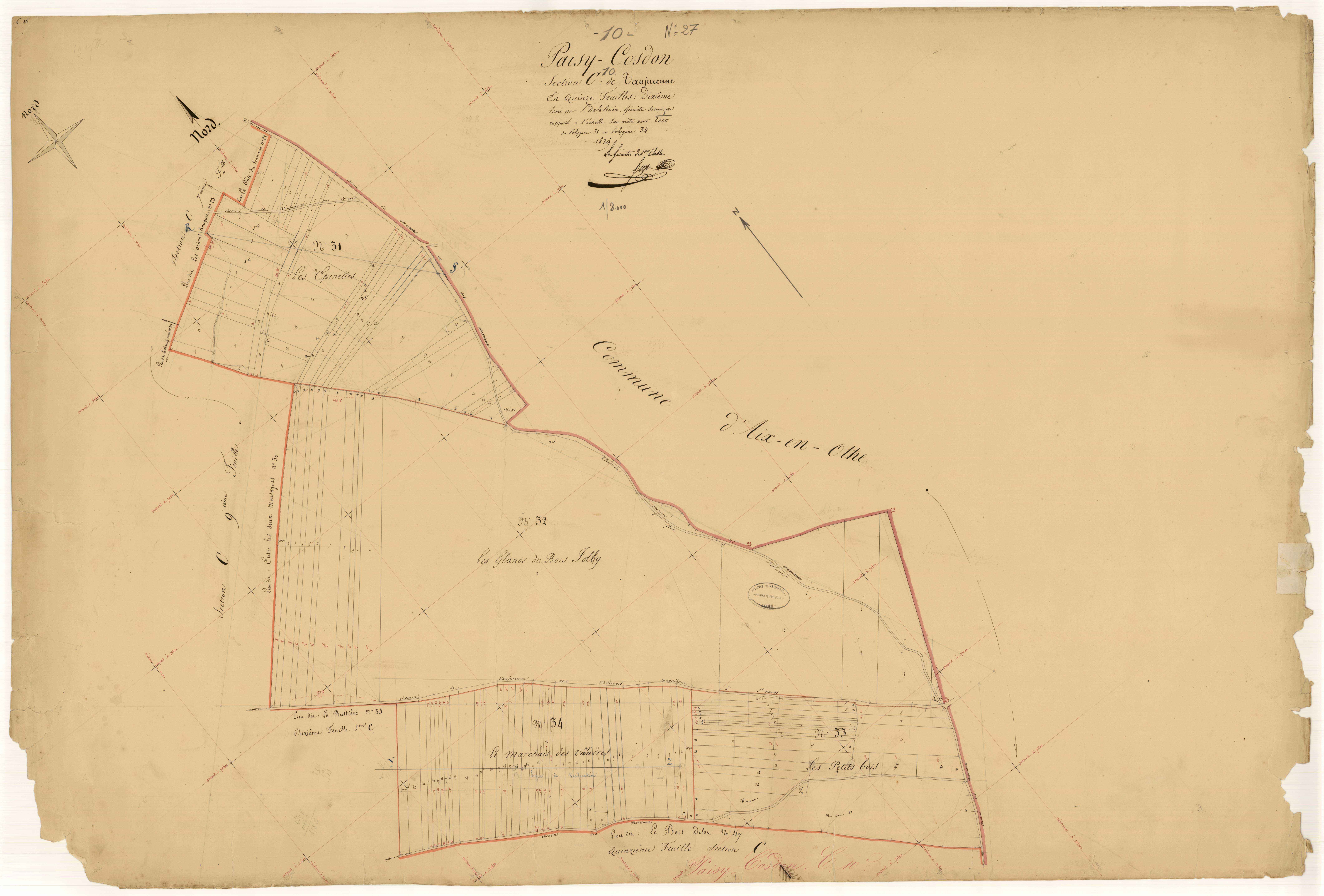 Paisy-Cosdon, section C dite de Vaujurenne, feuille n° 10