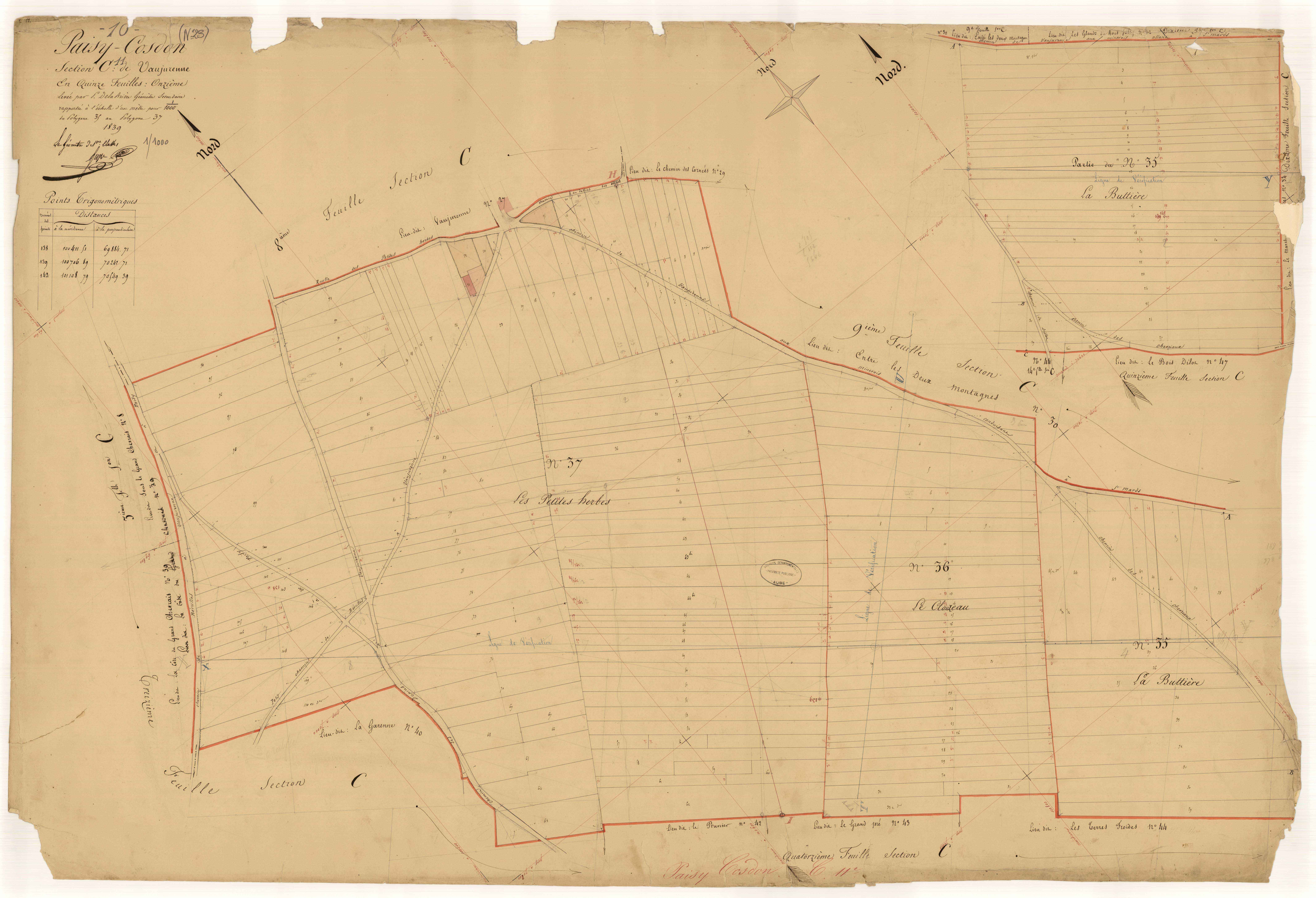 Paisy-Cosdon, section C dite de Vaujurenne, feuille n° 11
