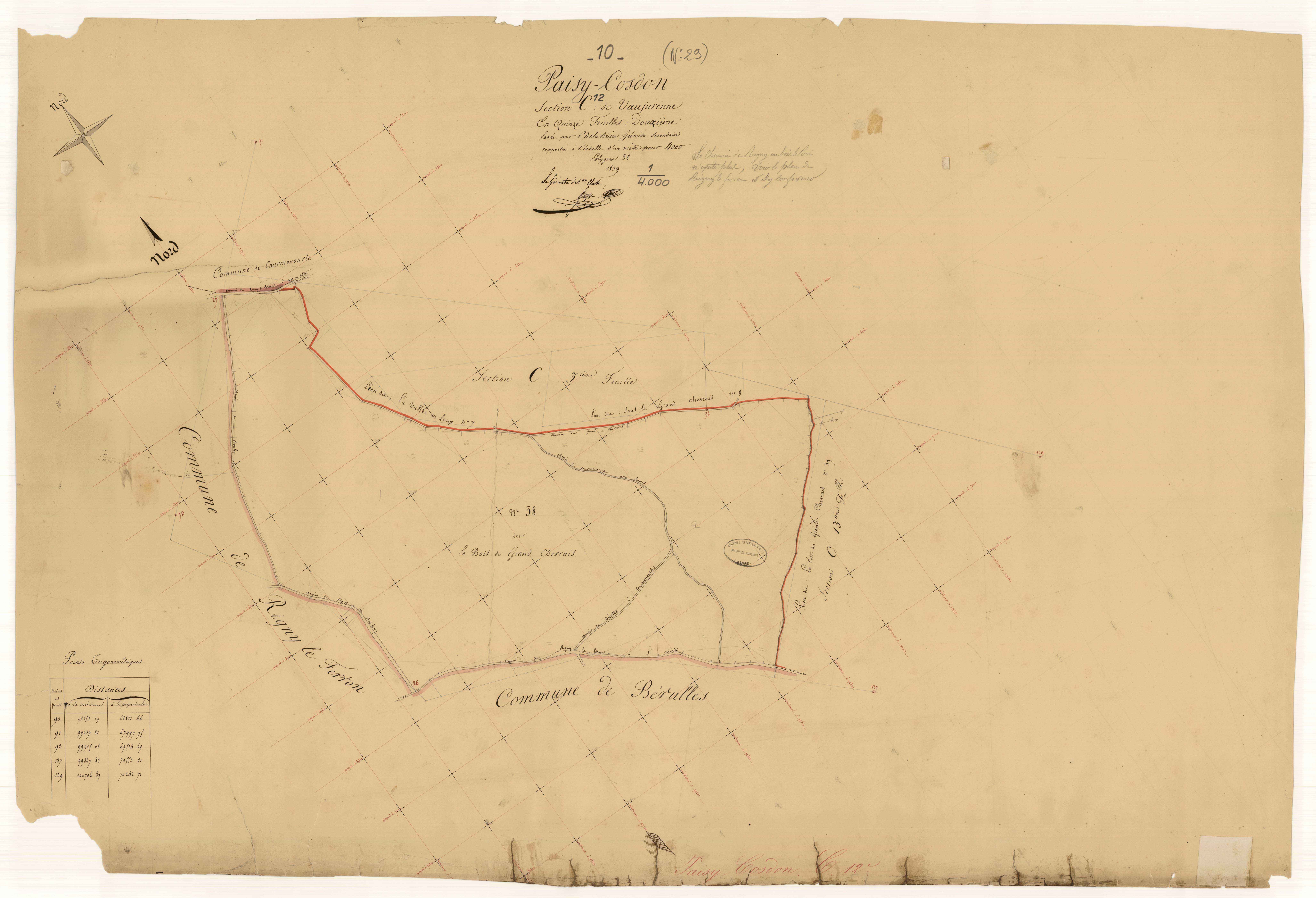 Paisy-Cosdon, section C dite de Vaujurenne, feuille n° 12