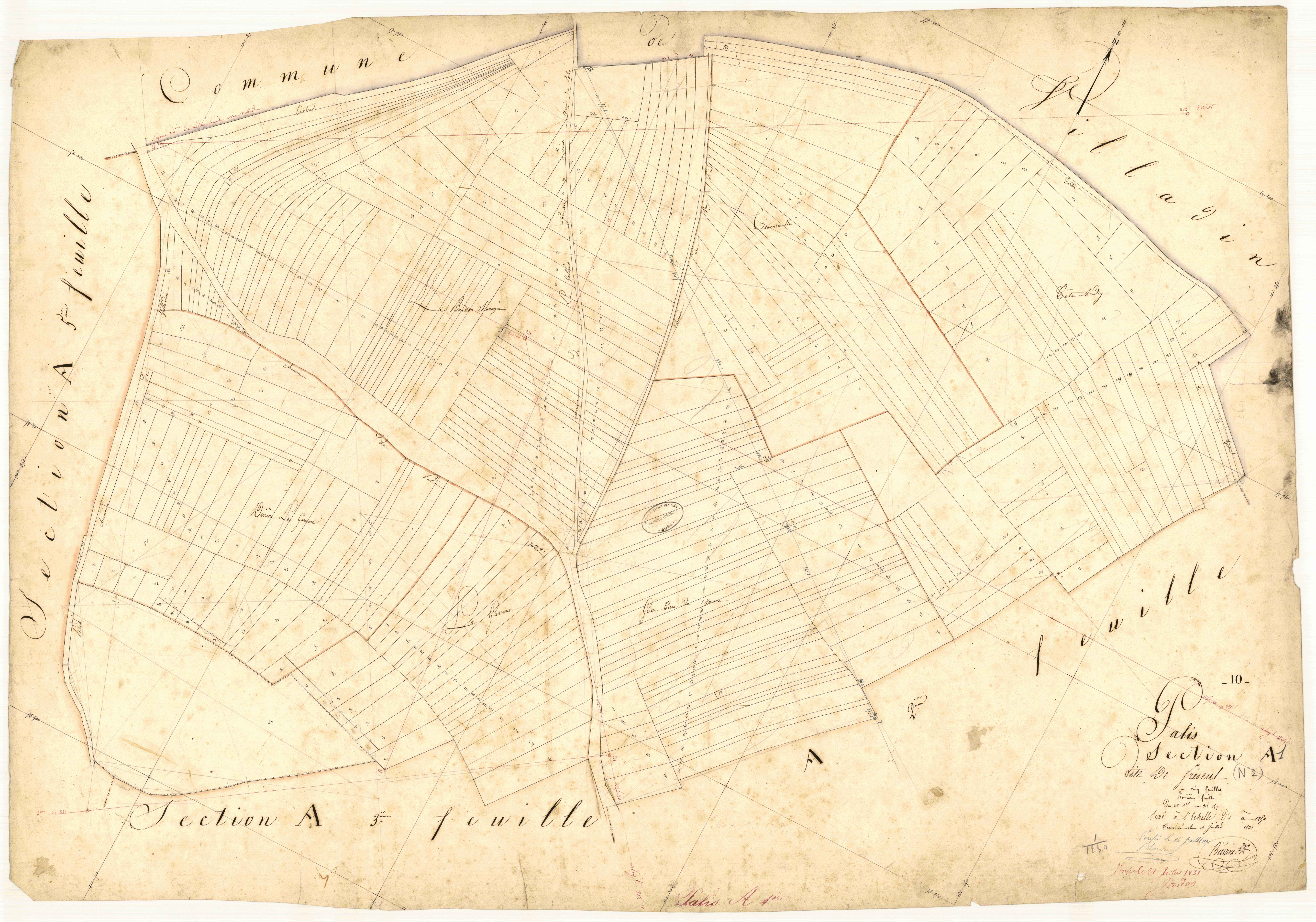 Pâlis, section A dite de Frésent, feuille n° 1, parcelles n° 1-359