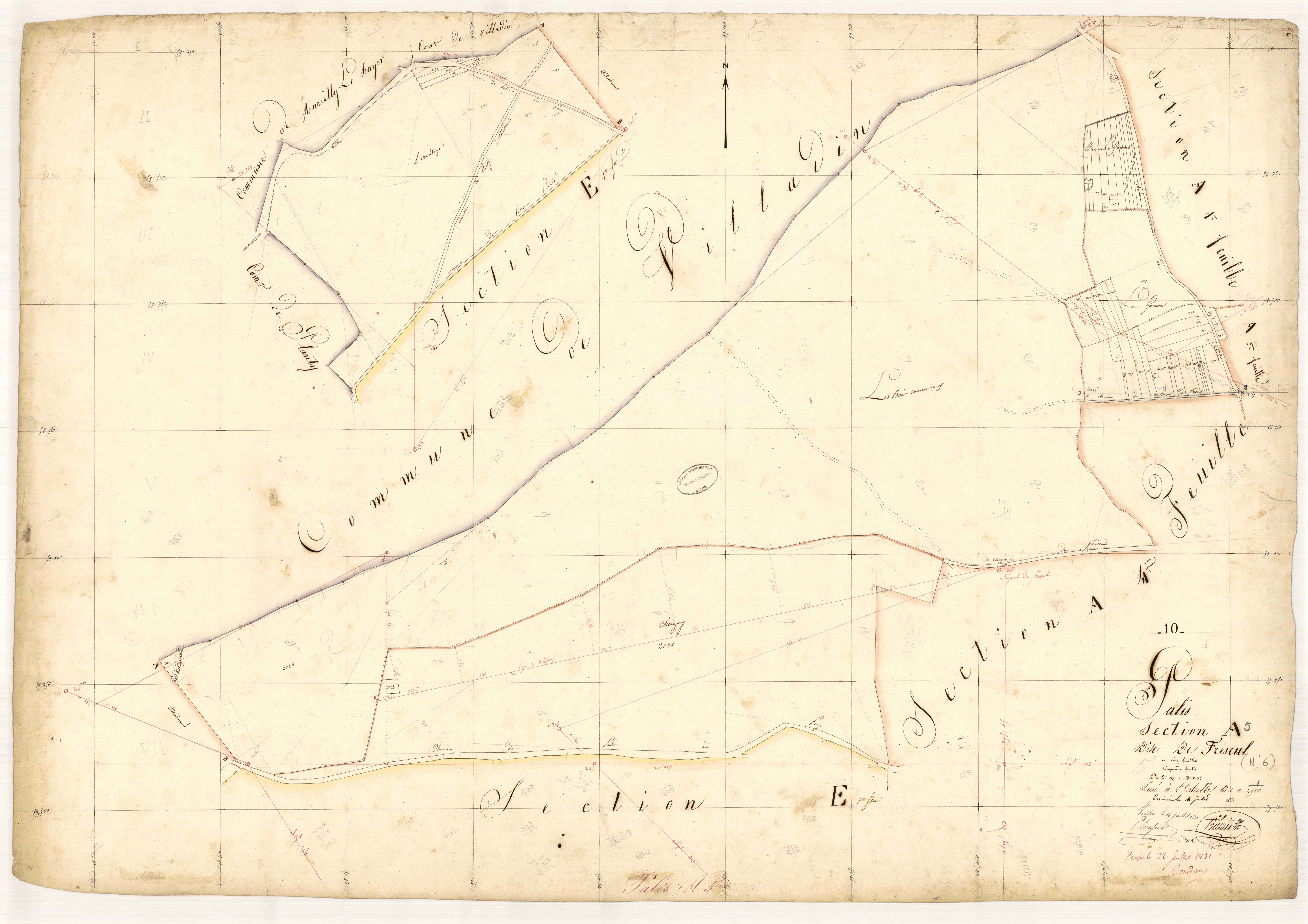 Pâlis, section A dite de Frésent, feuille n° 5, parcelles n° 1977-2034