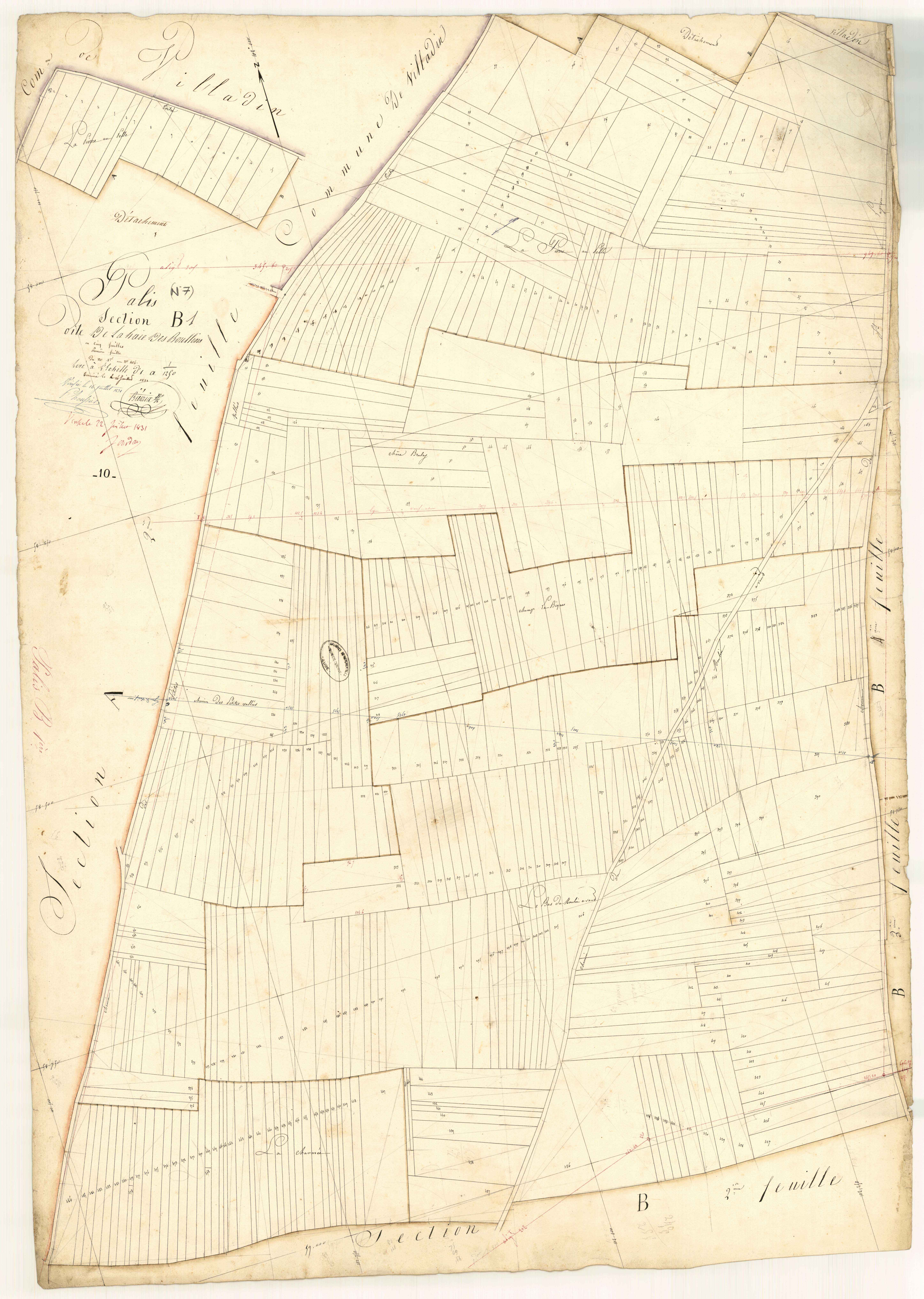 Pâlis, section B dite de la haie des Boullins, feuille n° 1, parcelles n° 1-486