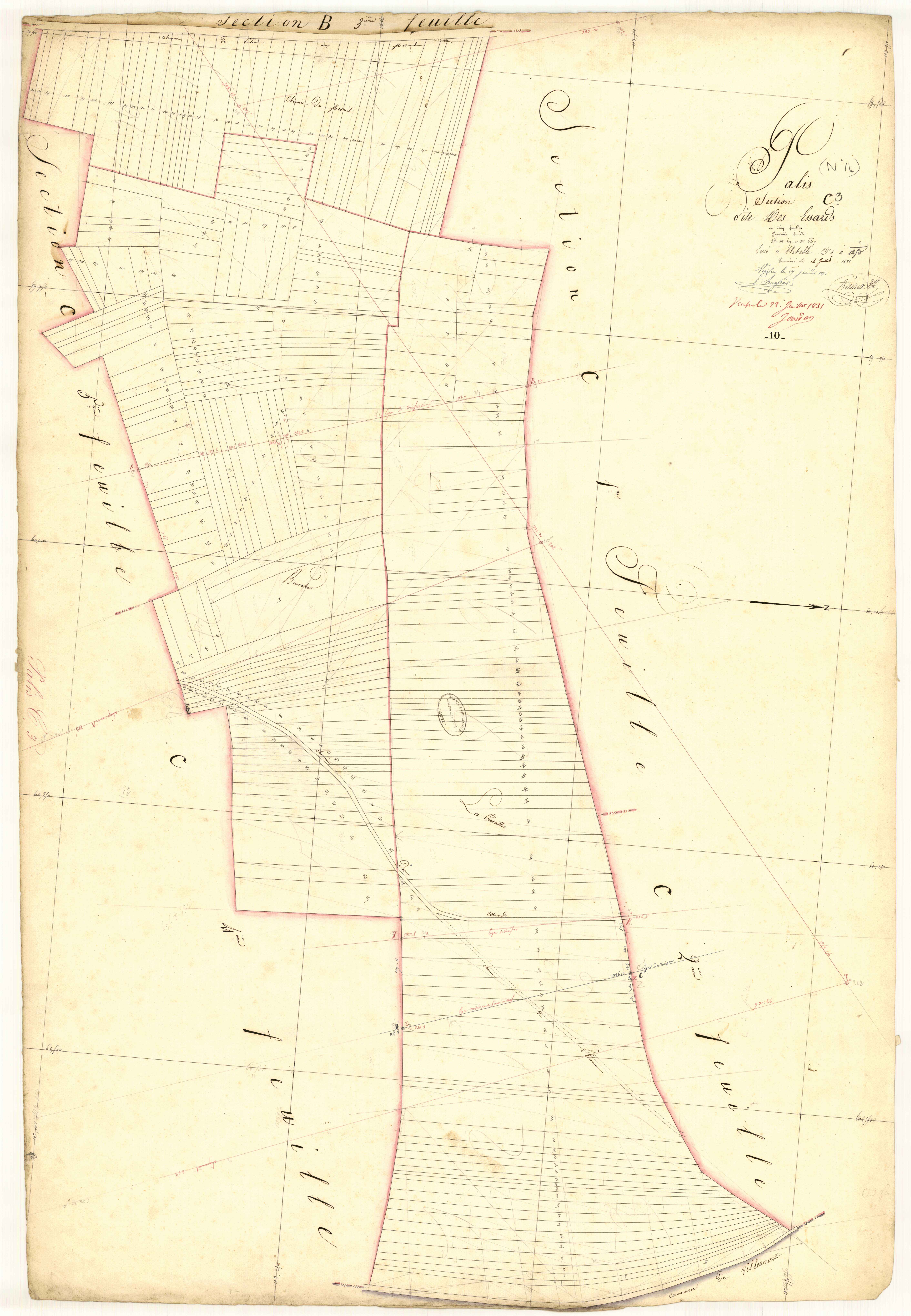 Pâlis, section C dite des essarts, feuille n° 3, parcelles n° 409-667