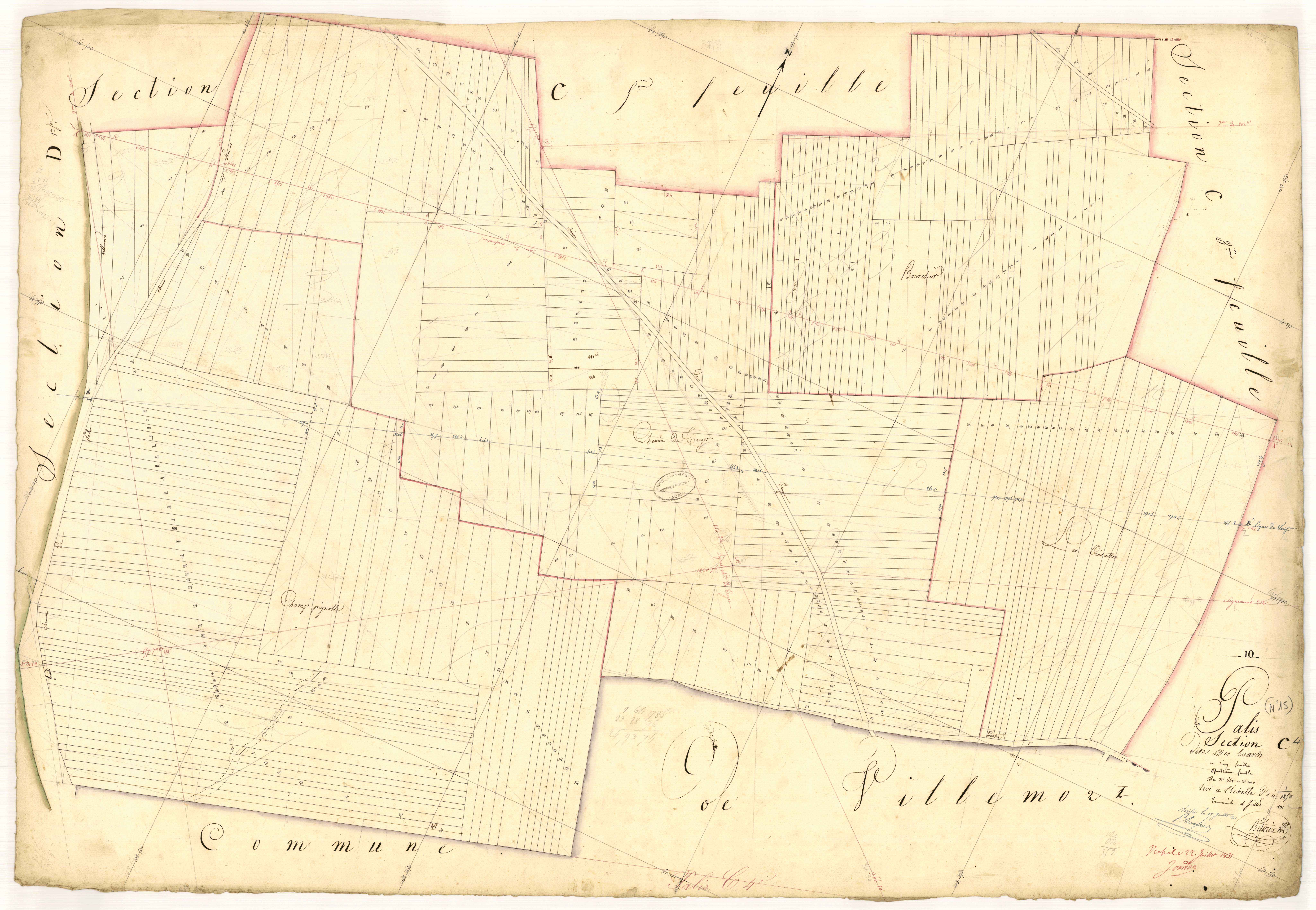Pâlis, section C dite des essarts, feuille n° 4, parcelles n° 668-1020