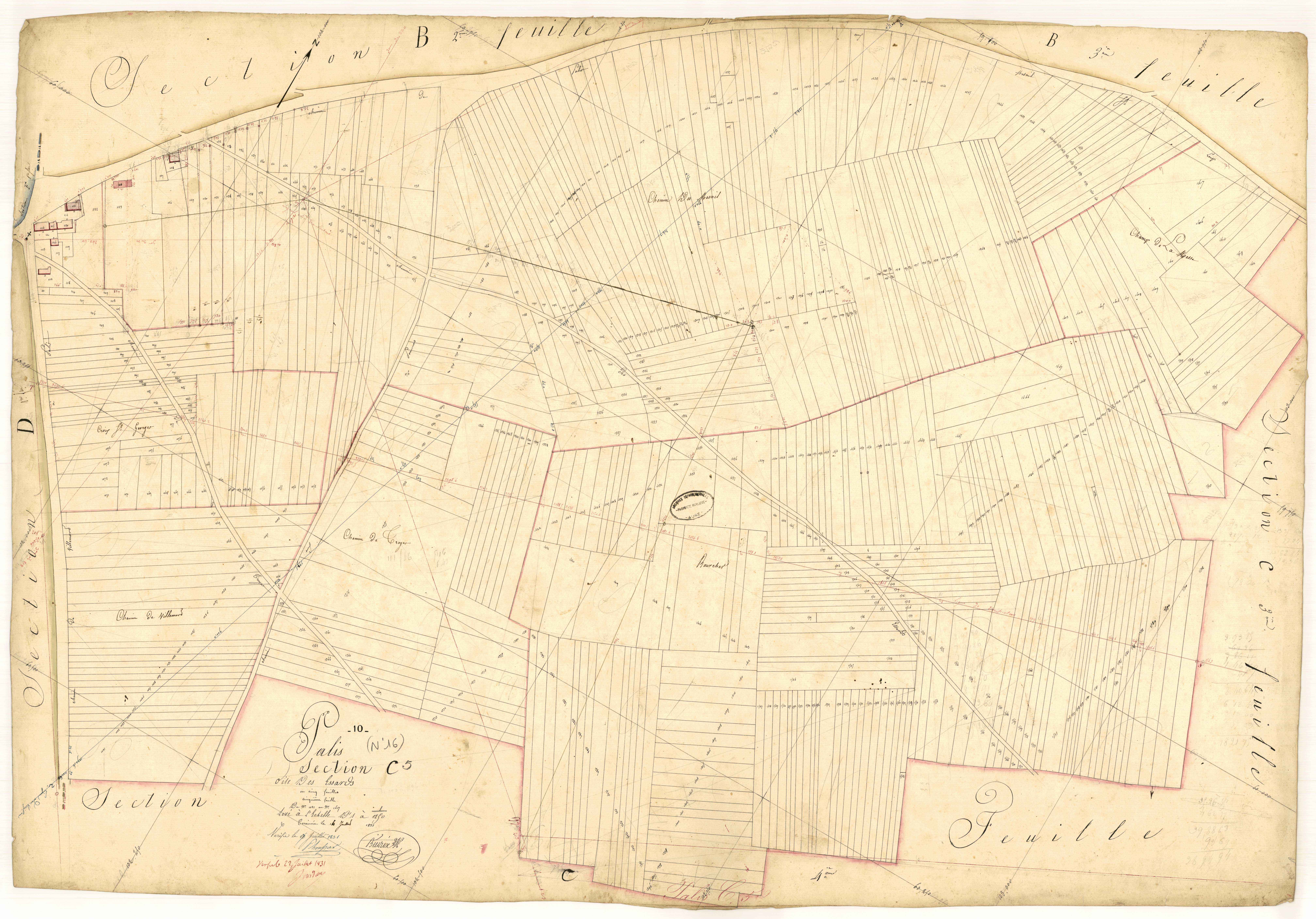 Pâlis, section C dite des essarts, feuille n° 5, parcelles n° 1021-1617