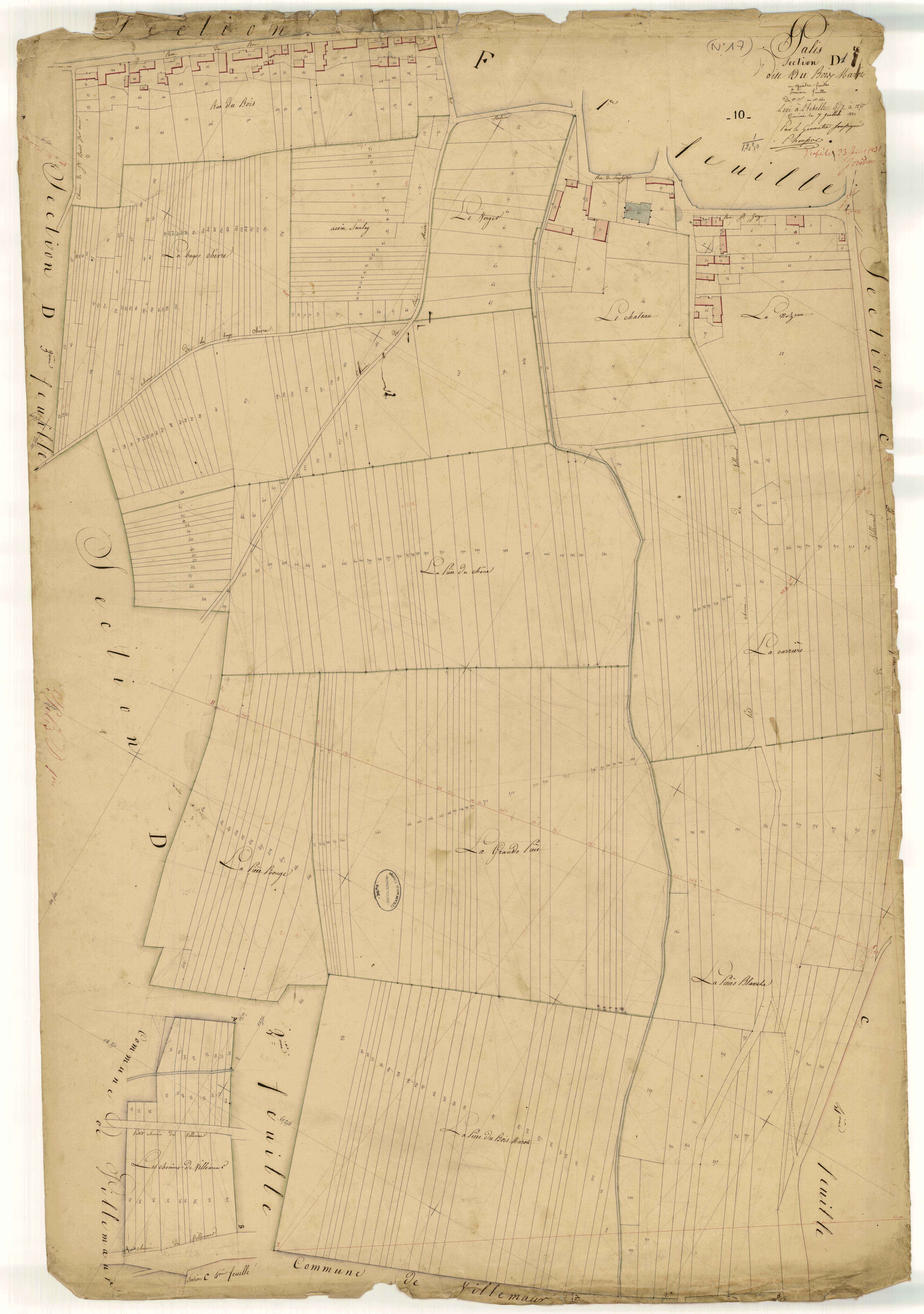 Pâlis, section D dite du bois Marot, feuille n° 1, parcelles n° 1-441