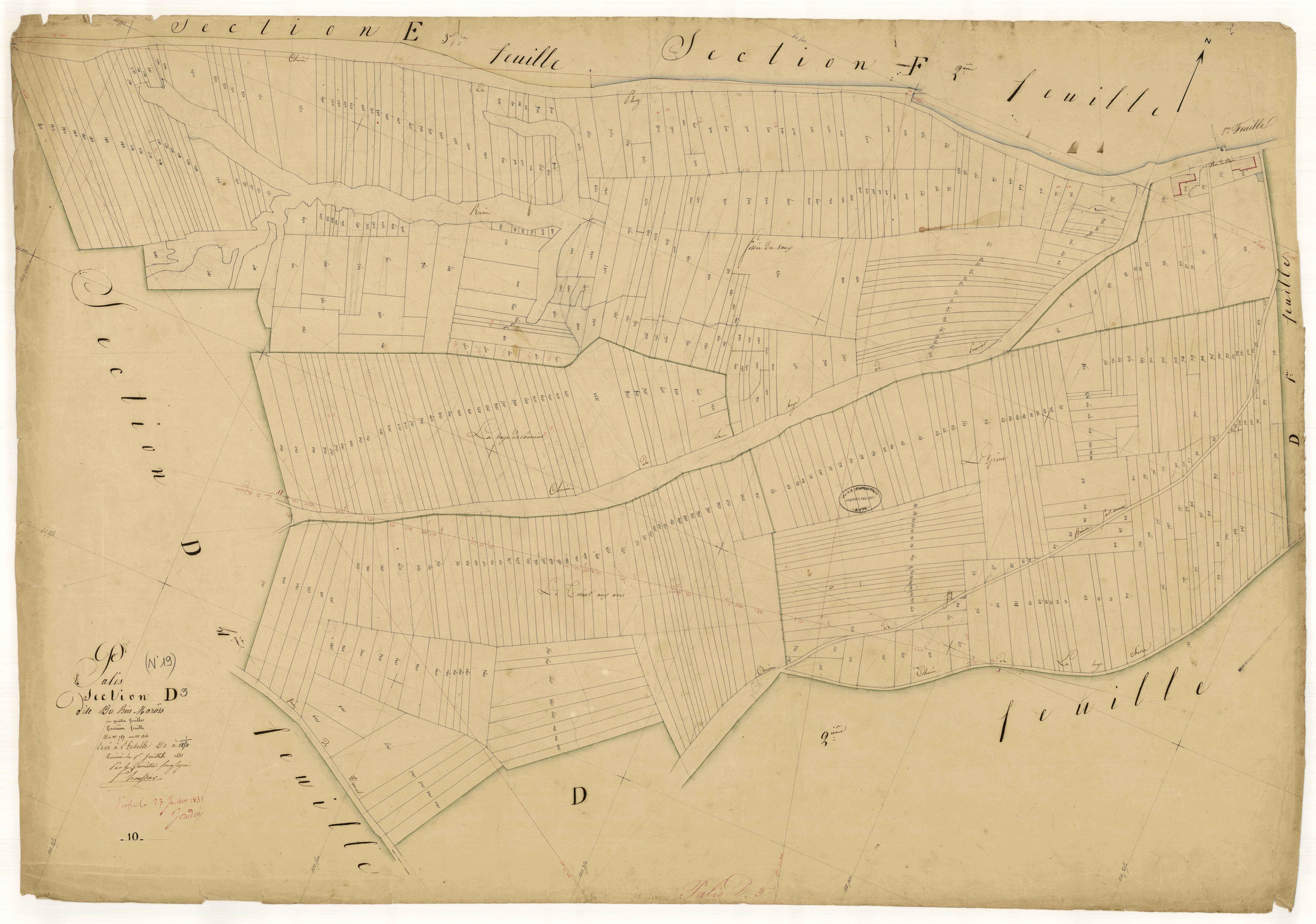 Pâlis, section D dite du bois Marot, feuille n° 3, parcelles n° 789-1314