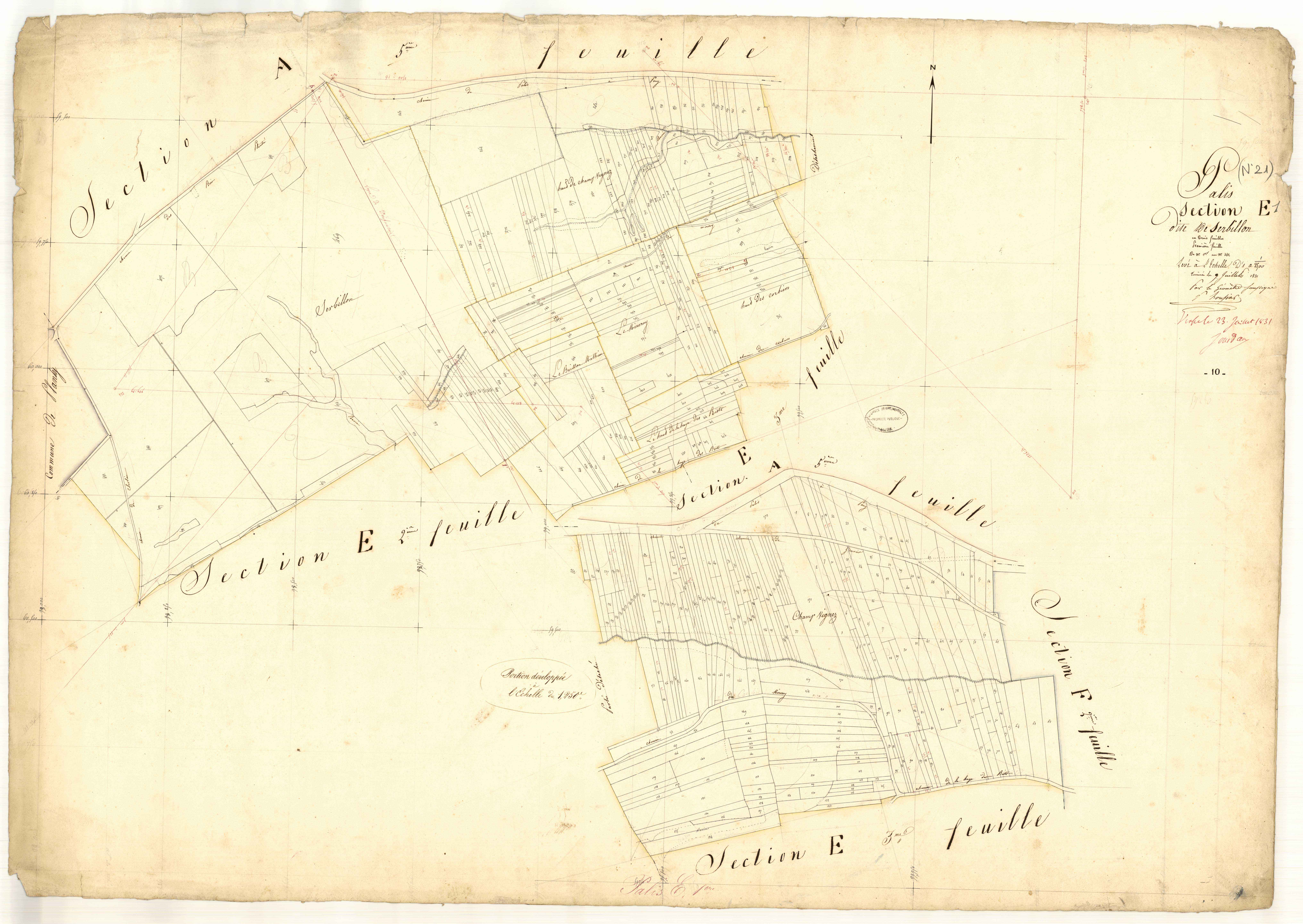 Pâlis, section E dite de Serbillon, feuille n° 1, parcelles n° 1-482