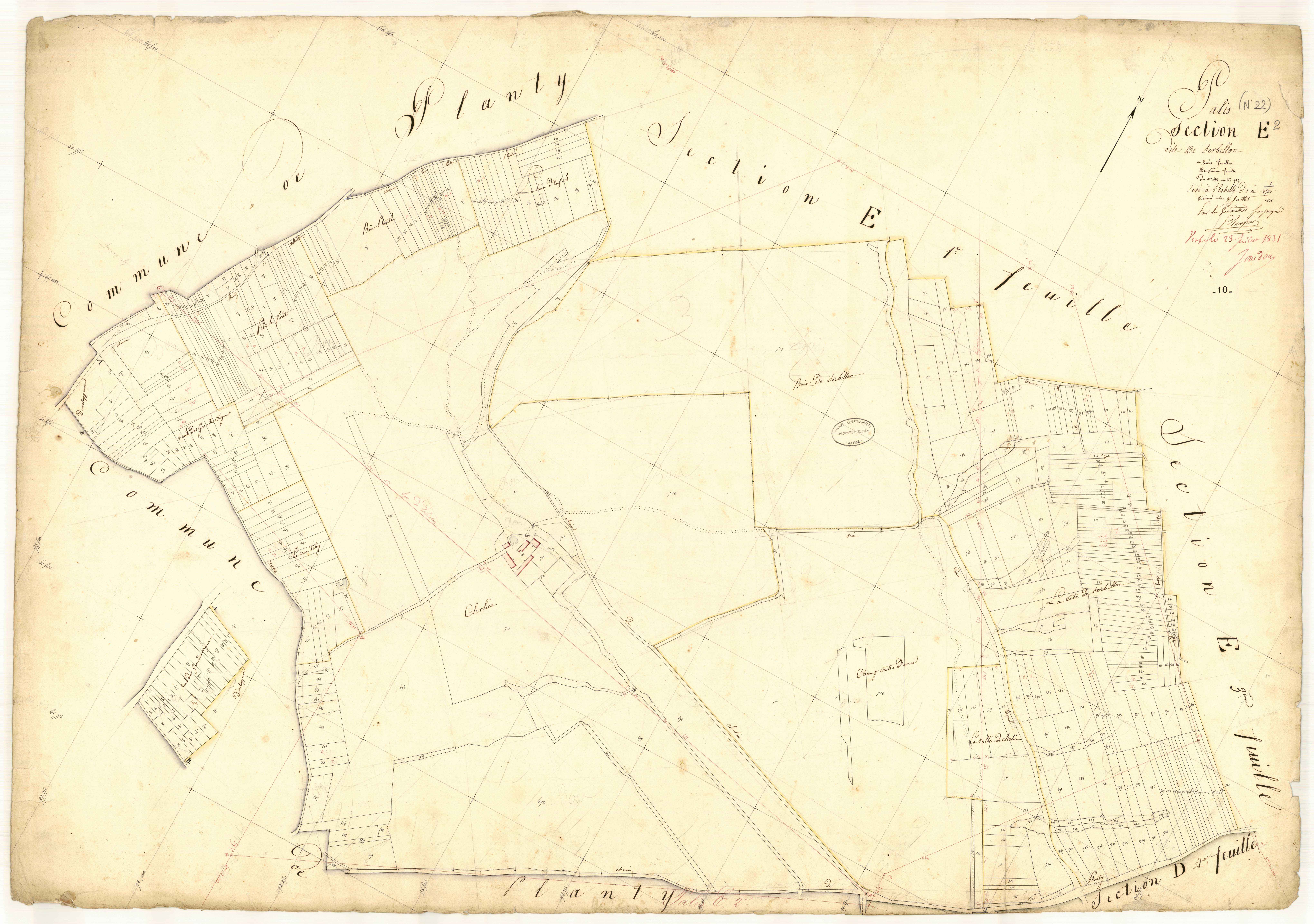 Pâlis, section E dite de Serbillon, feuille n° 2, parcelles n° 483-929