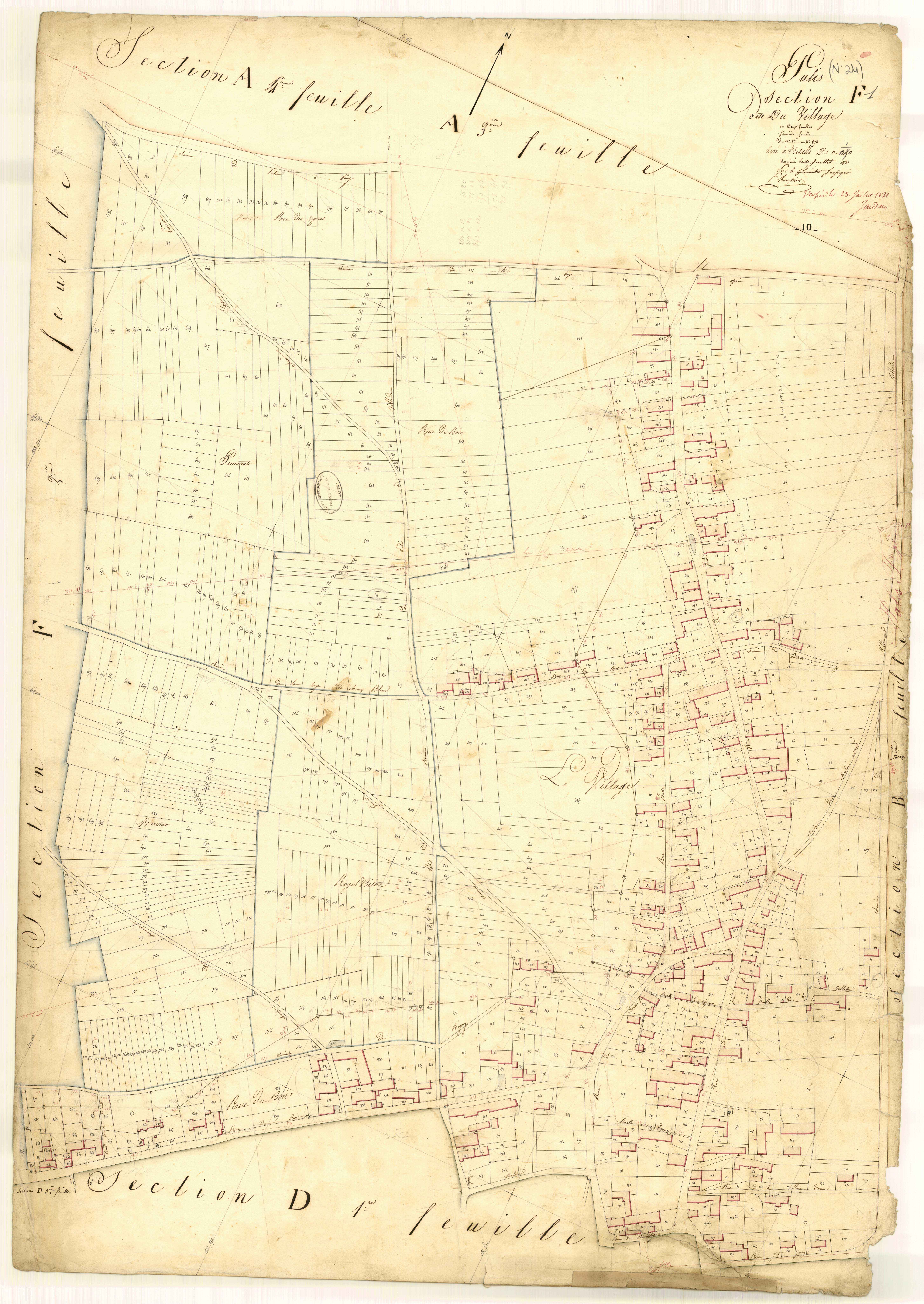 Pâlis, section F dite du village, feuille n° 1, parcelles n° 1-873