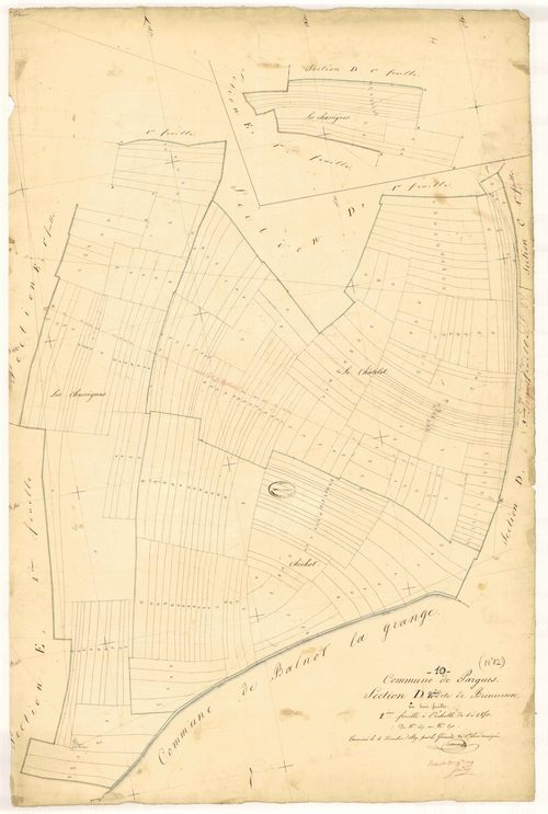 Pargues, section D dite de Bresson, feuille n° 2, parcelles n° 647-893