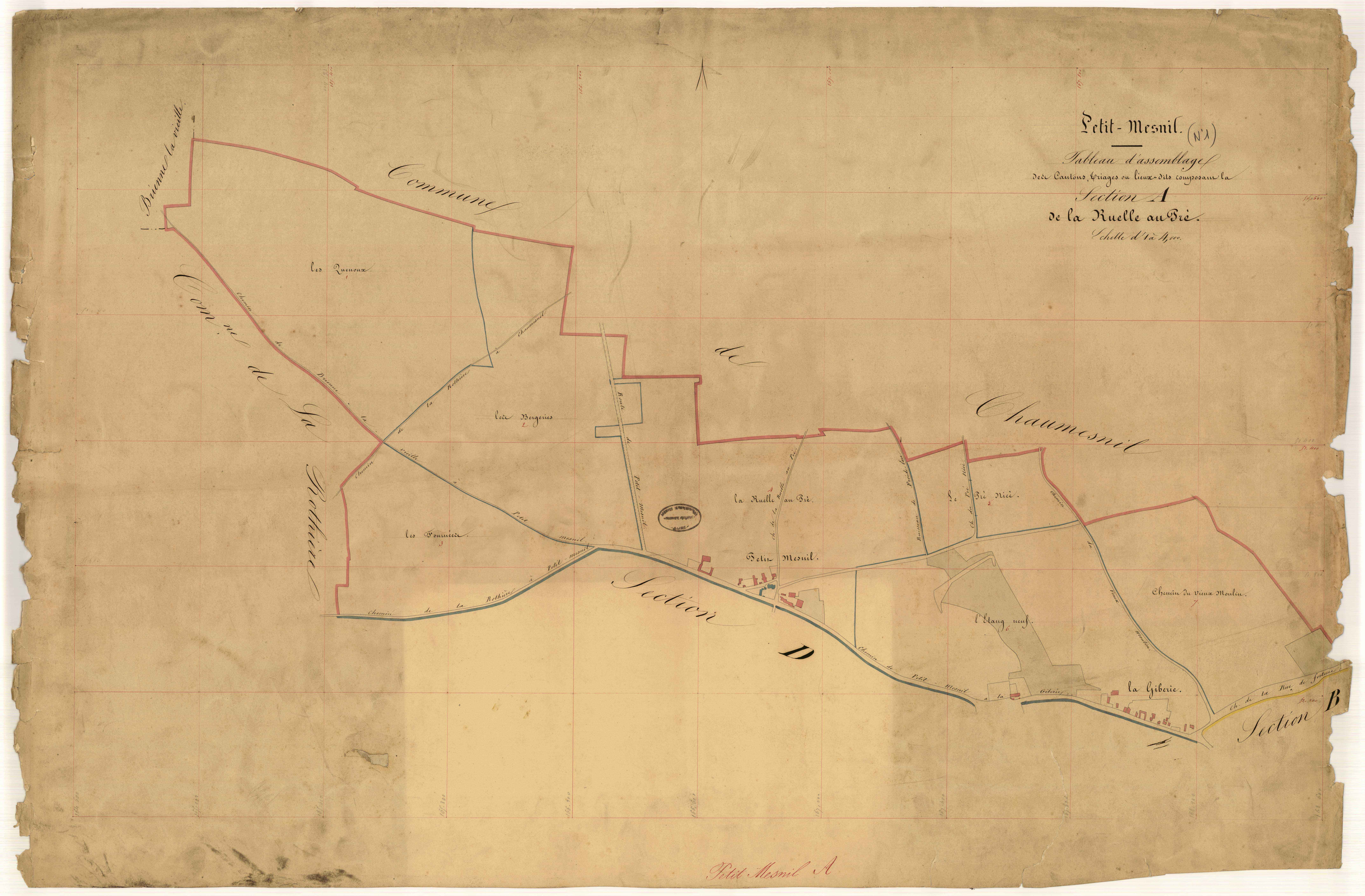 Petit-Mesnil, tableau d'assemblage section A dite de la Ruelle au Pré