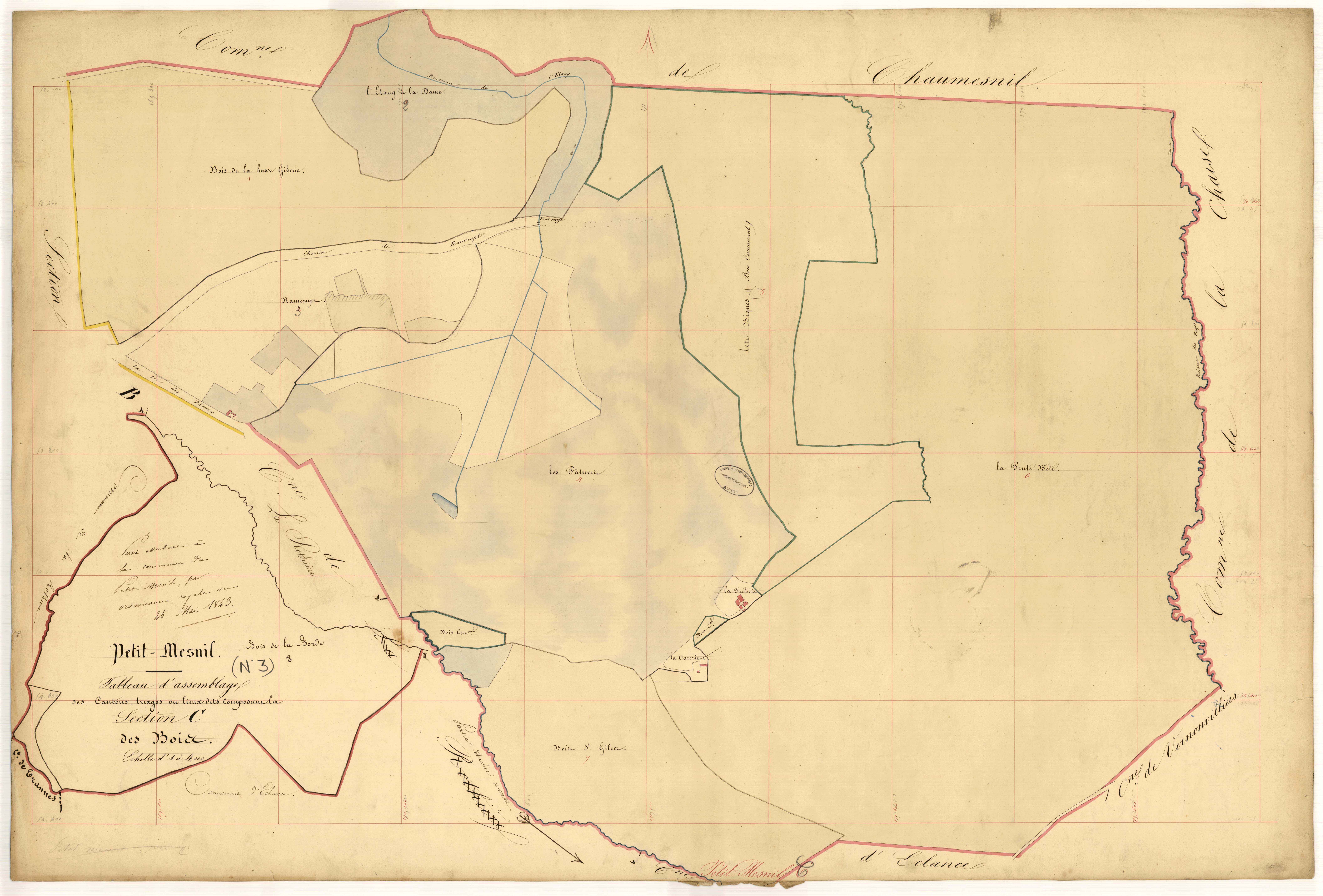 Petit-Mesnil, tableau d'assemblage section C dite des Bois