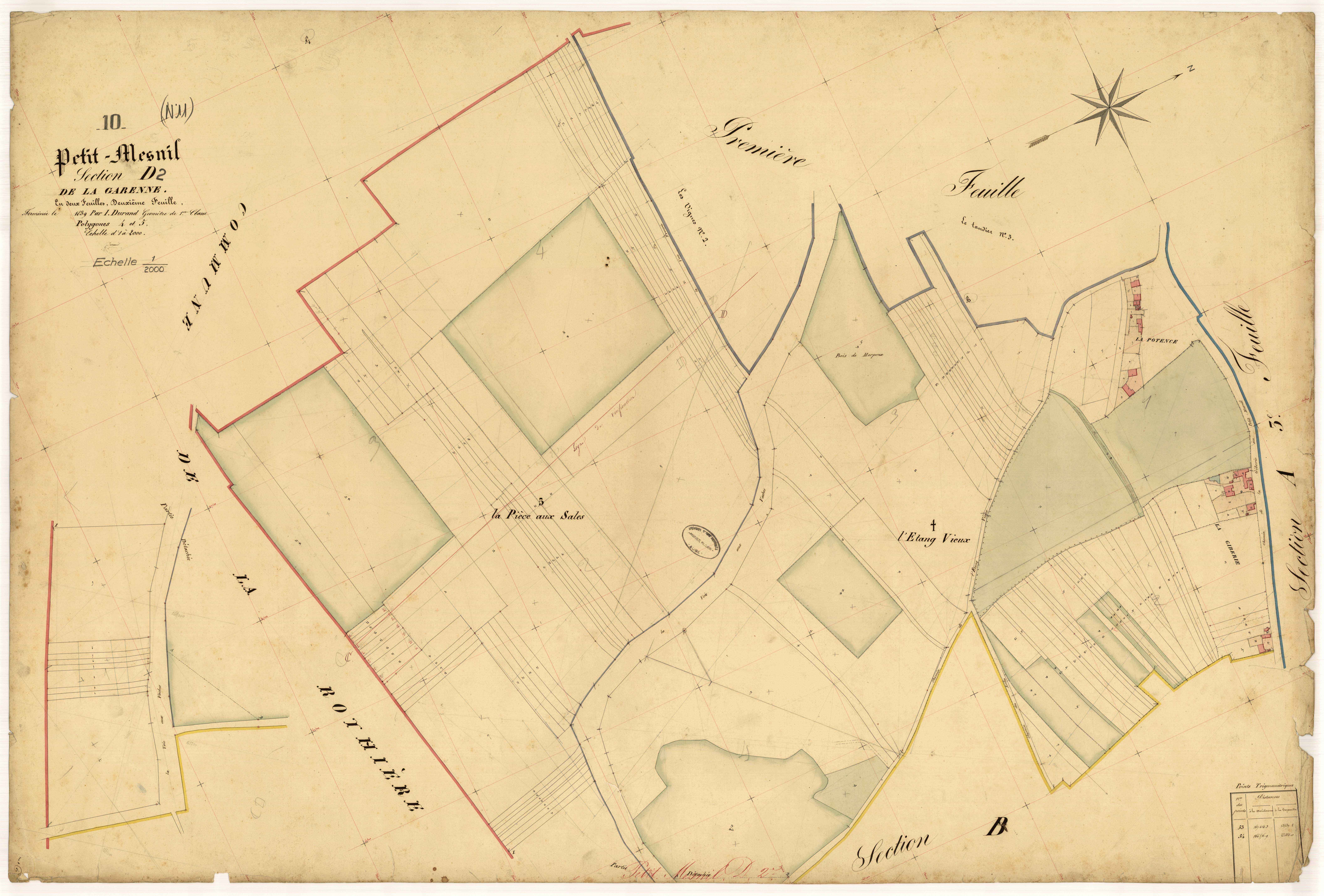 Petit-Mesnil, section D dite de la Garenne, feuille n° 2