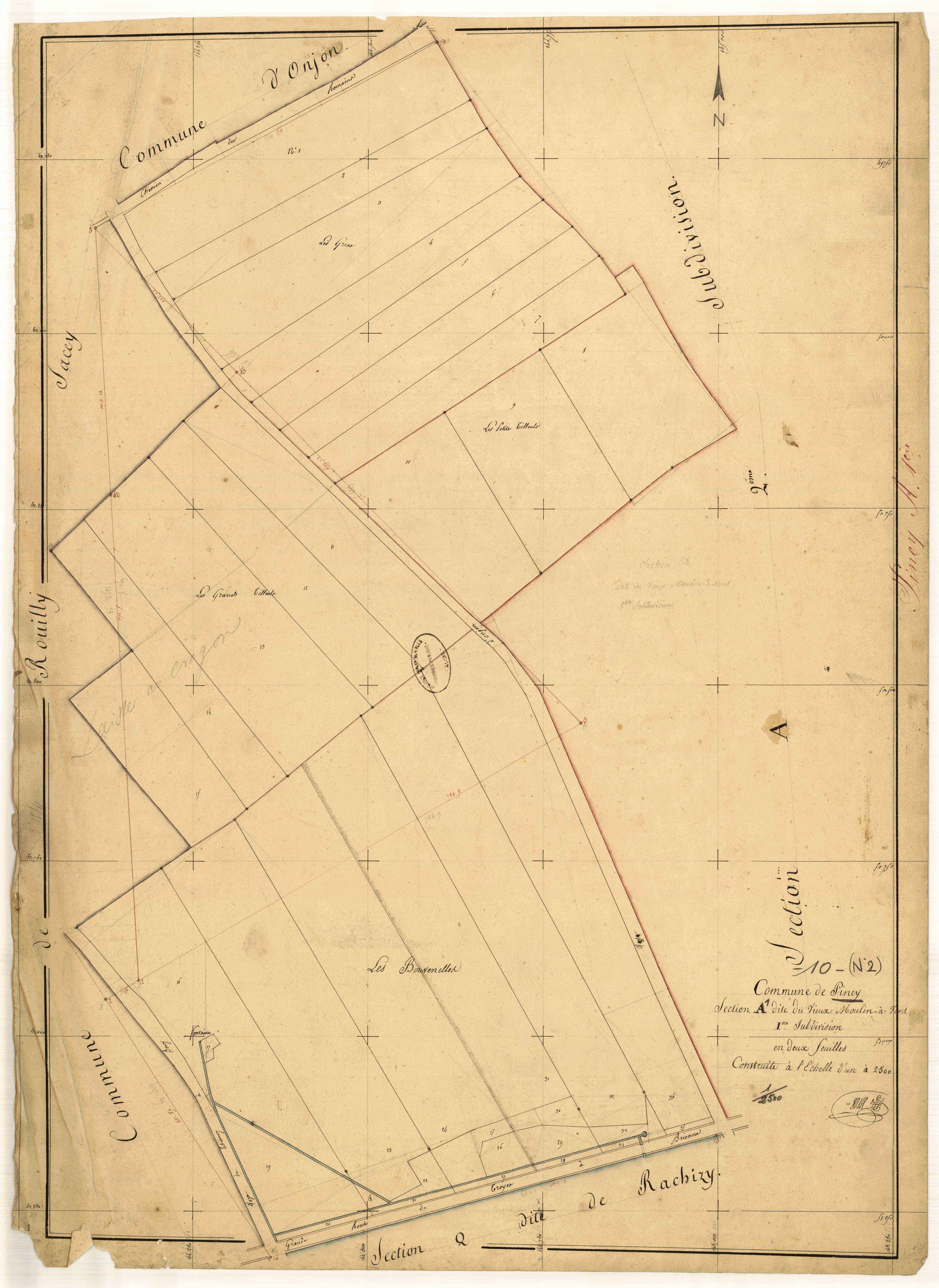 Piney, section A dite du vieux Moulin à vent, feuille n° 1