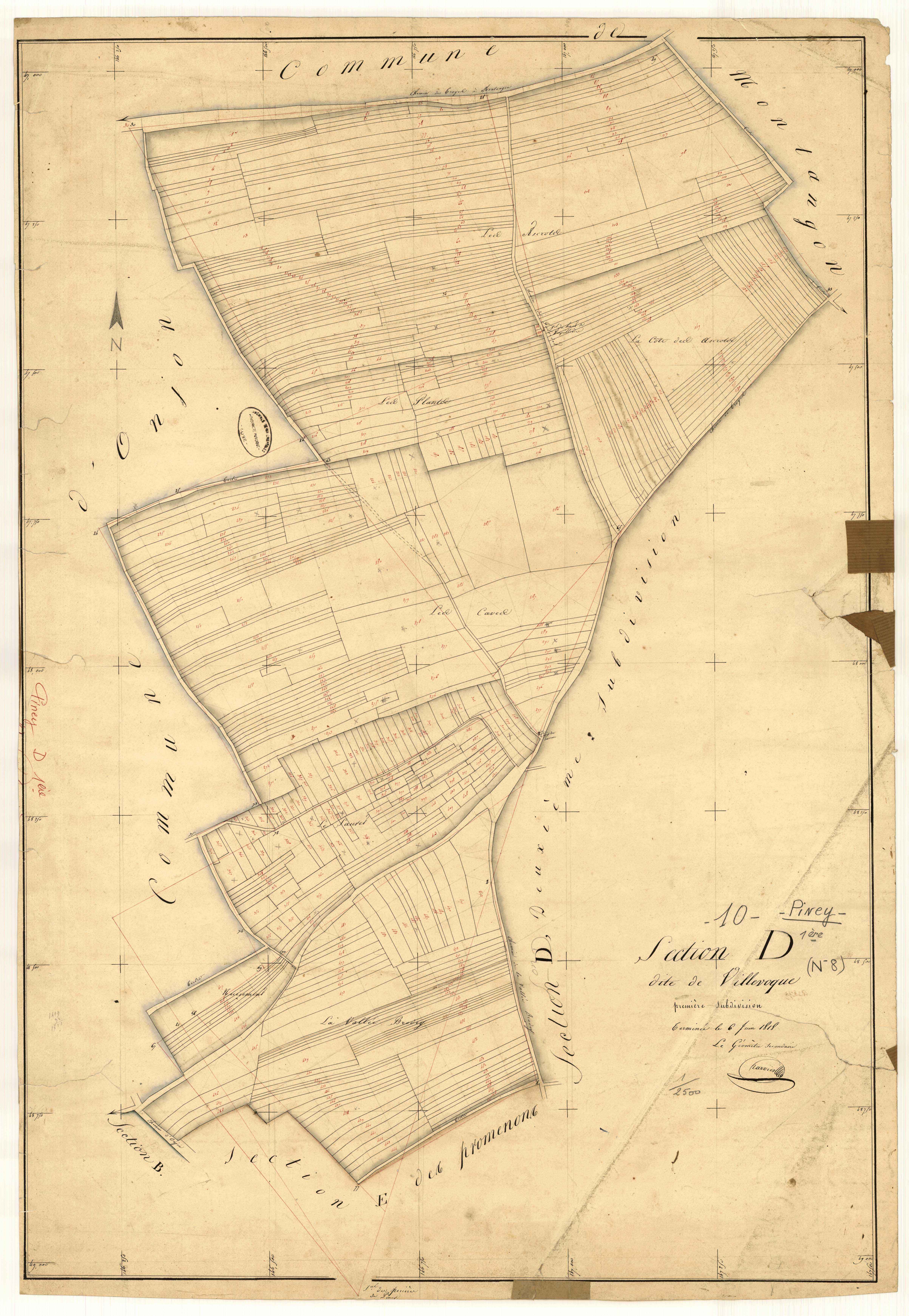 Piney, section D dite de Villevoque, feuille n° 1