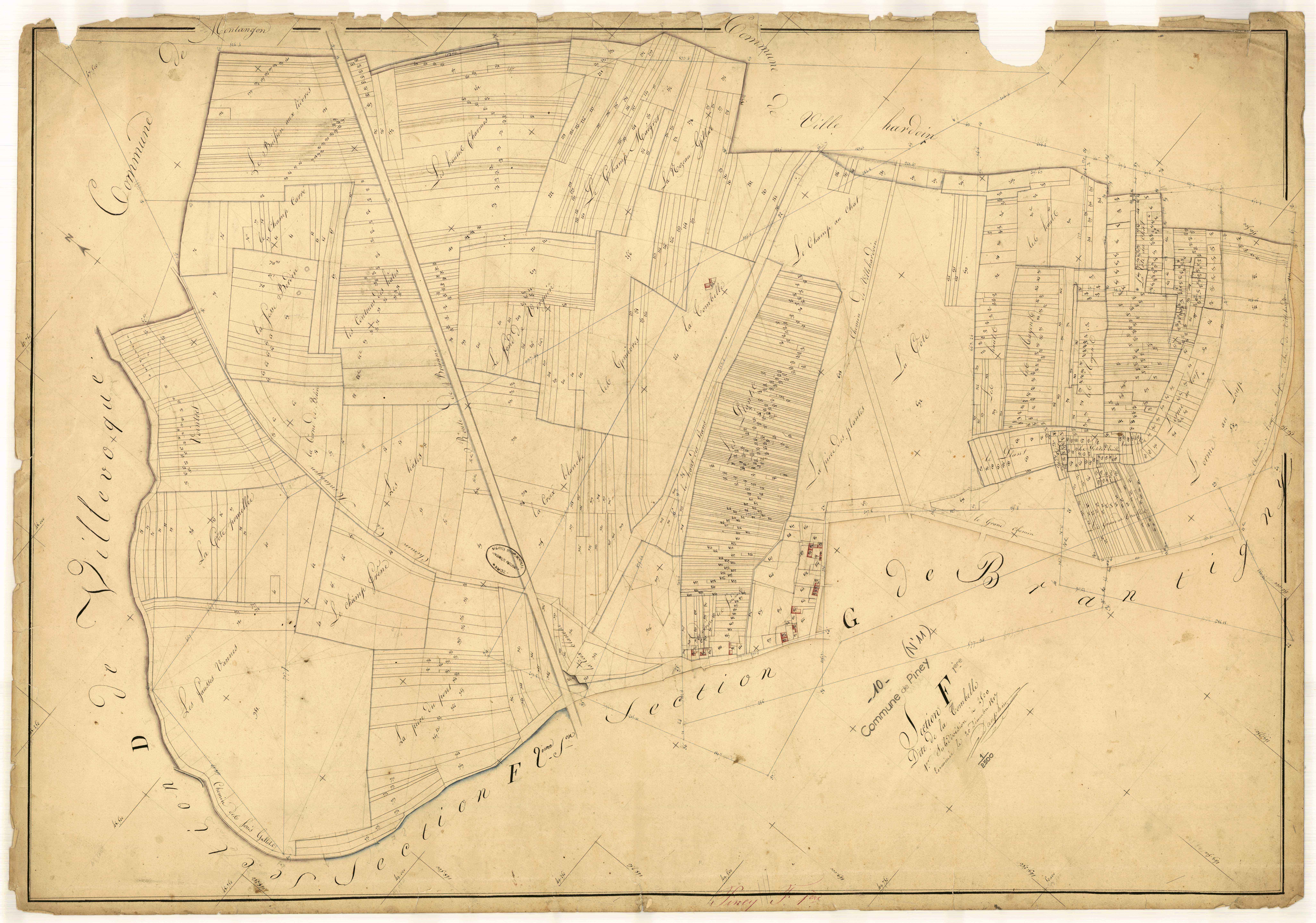 Piney, section F dite de la Tombelle, feuille n° 1
