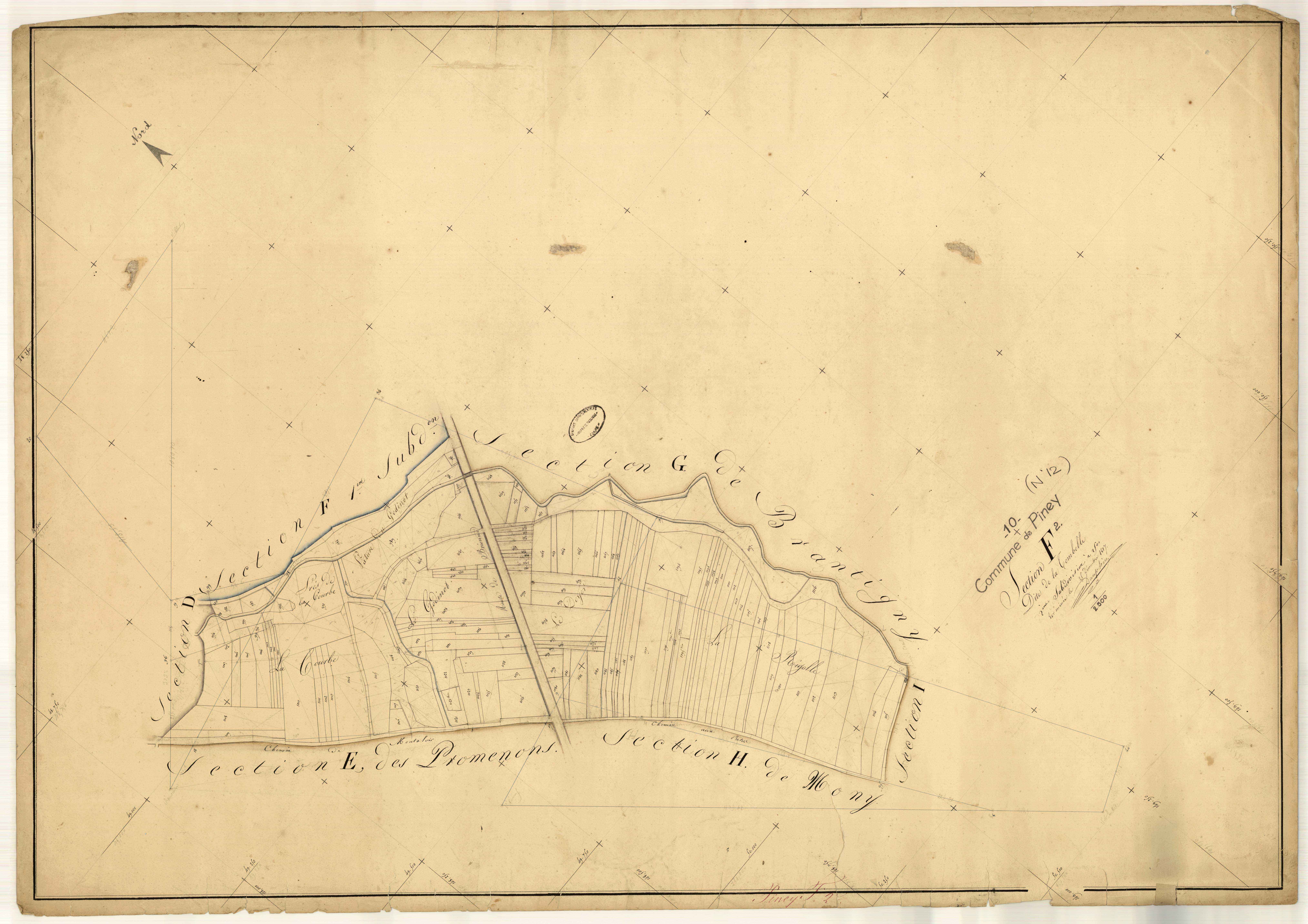 Piney, section F dite de la Tombelle, feuille n° 2