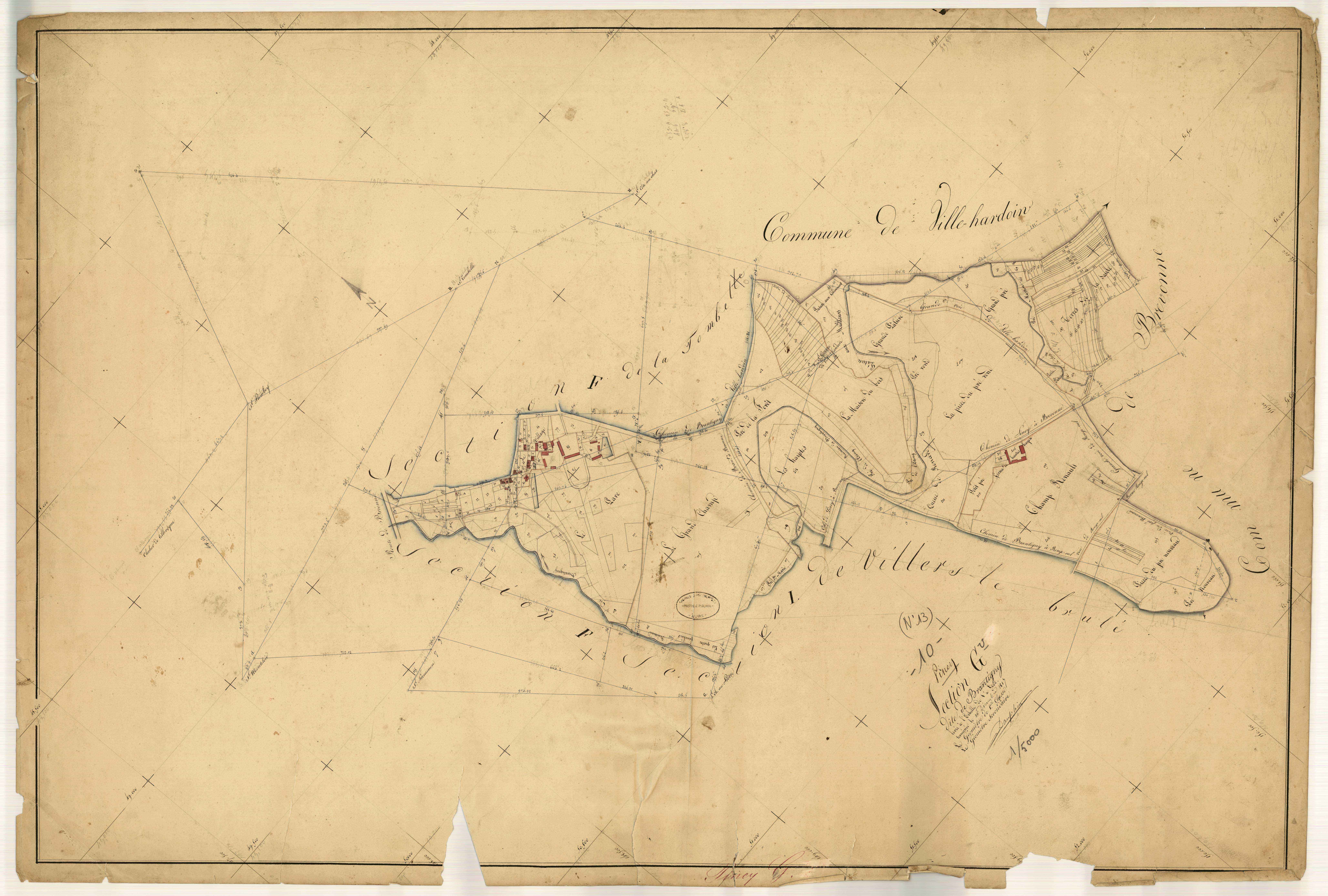 Piney, section G dite de Brantigny, feuille n° 1