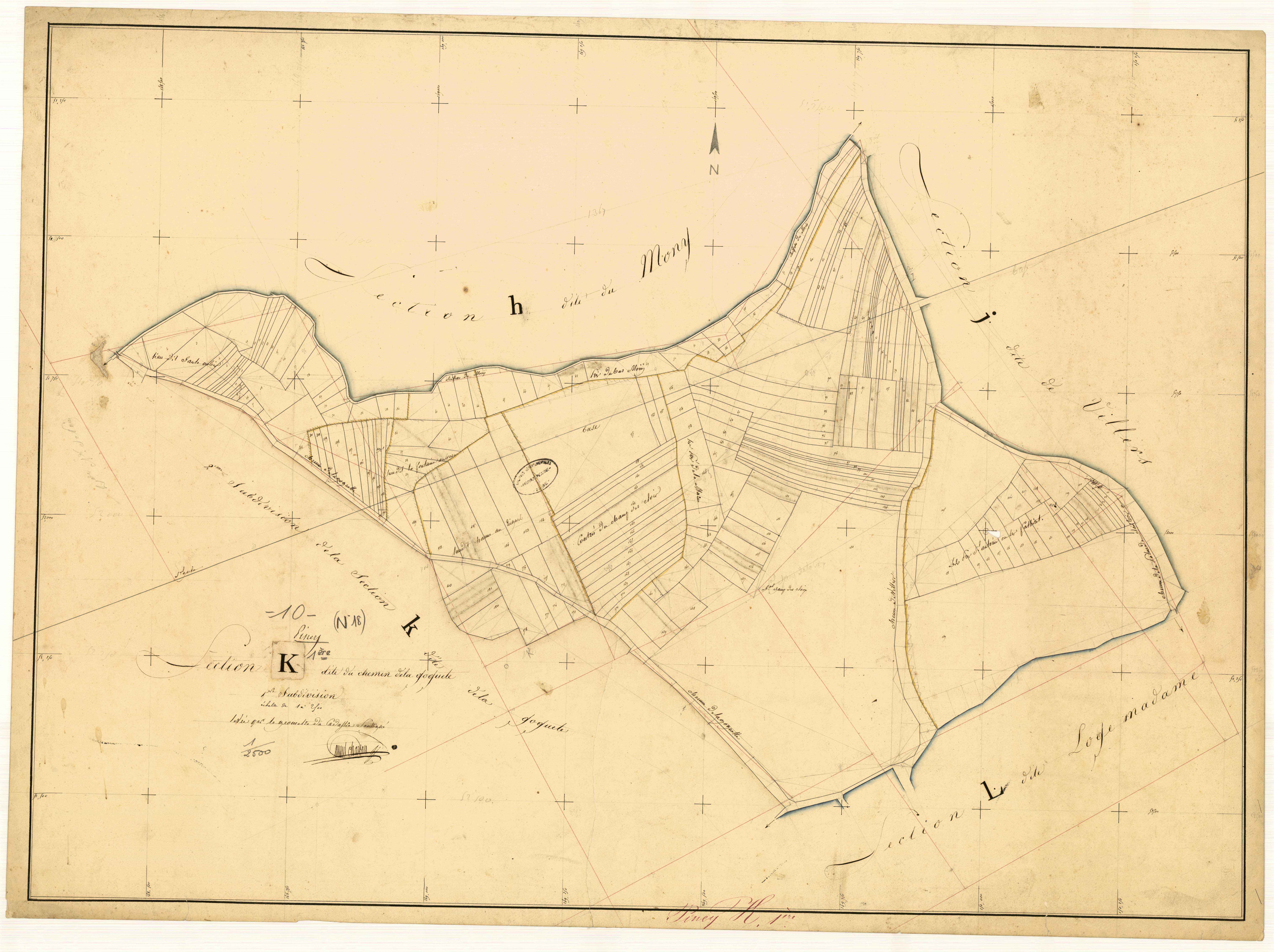 Piney, section K dite du chemin de la Goguette, feuille n° 1