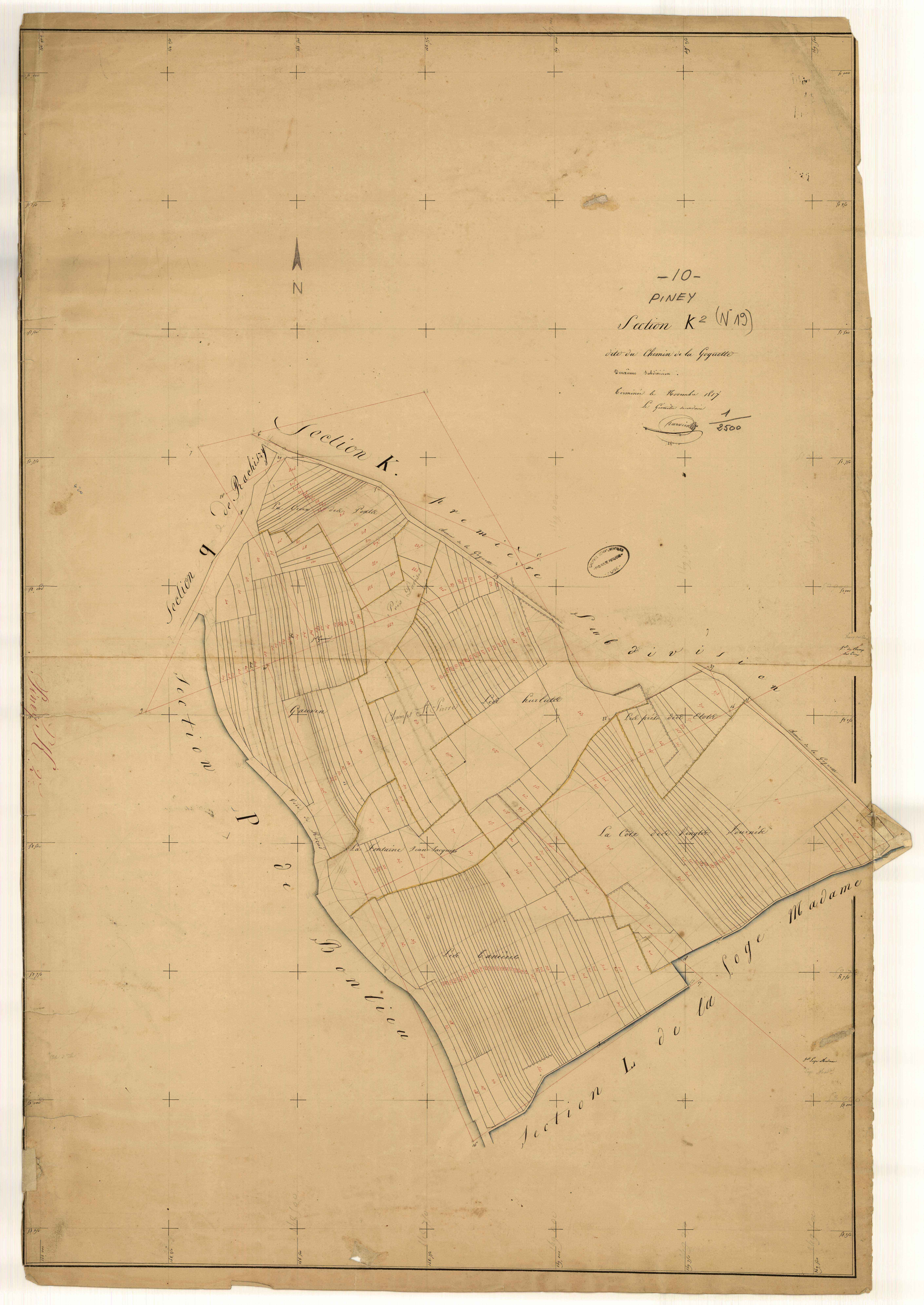Piney, section K dite du chemin de la Goguette, feuille n° 2