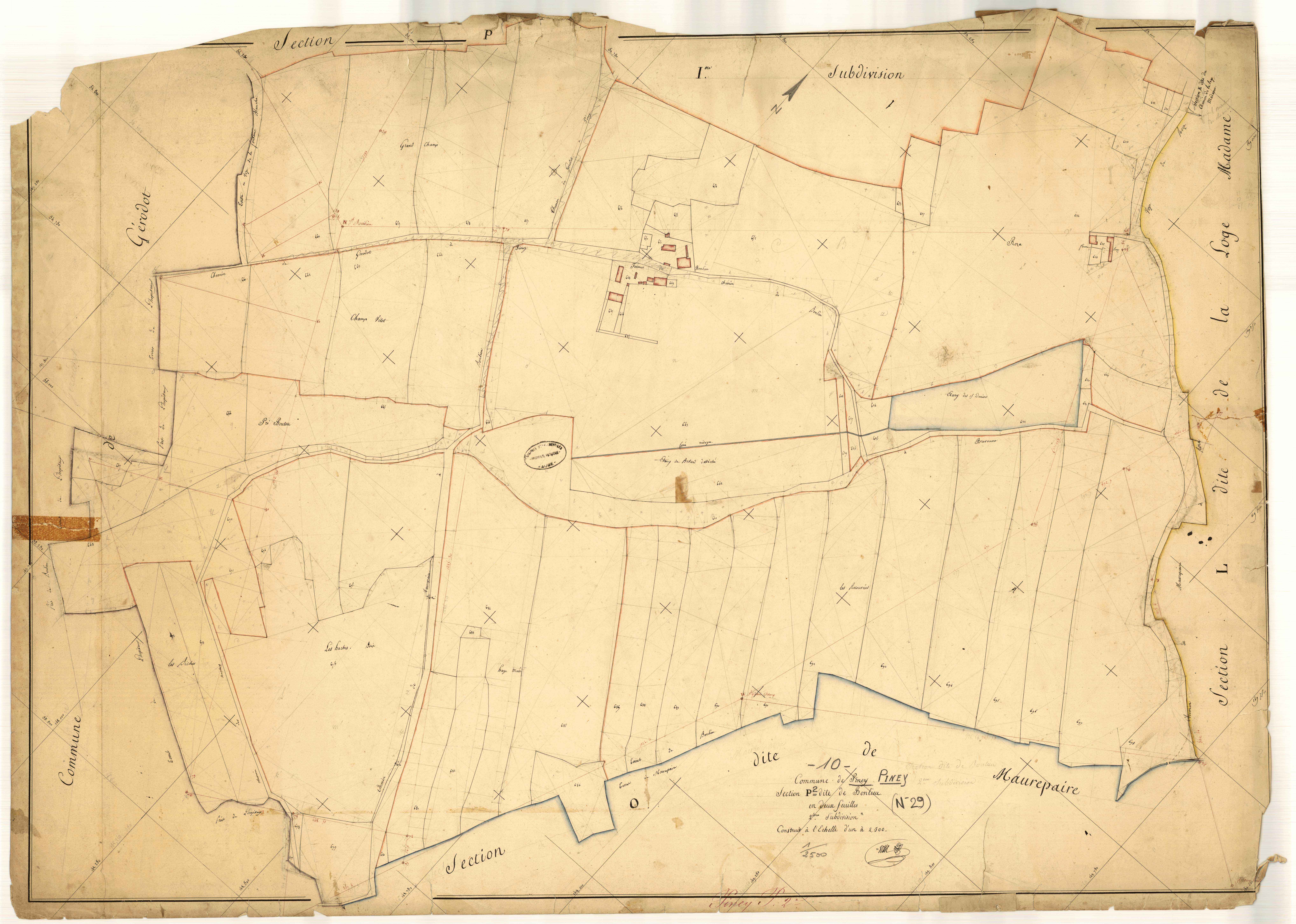 Piney, section P dite de Bonlieu, feuille n° 2
