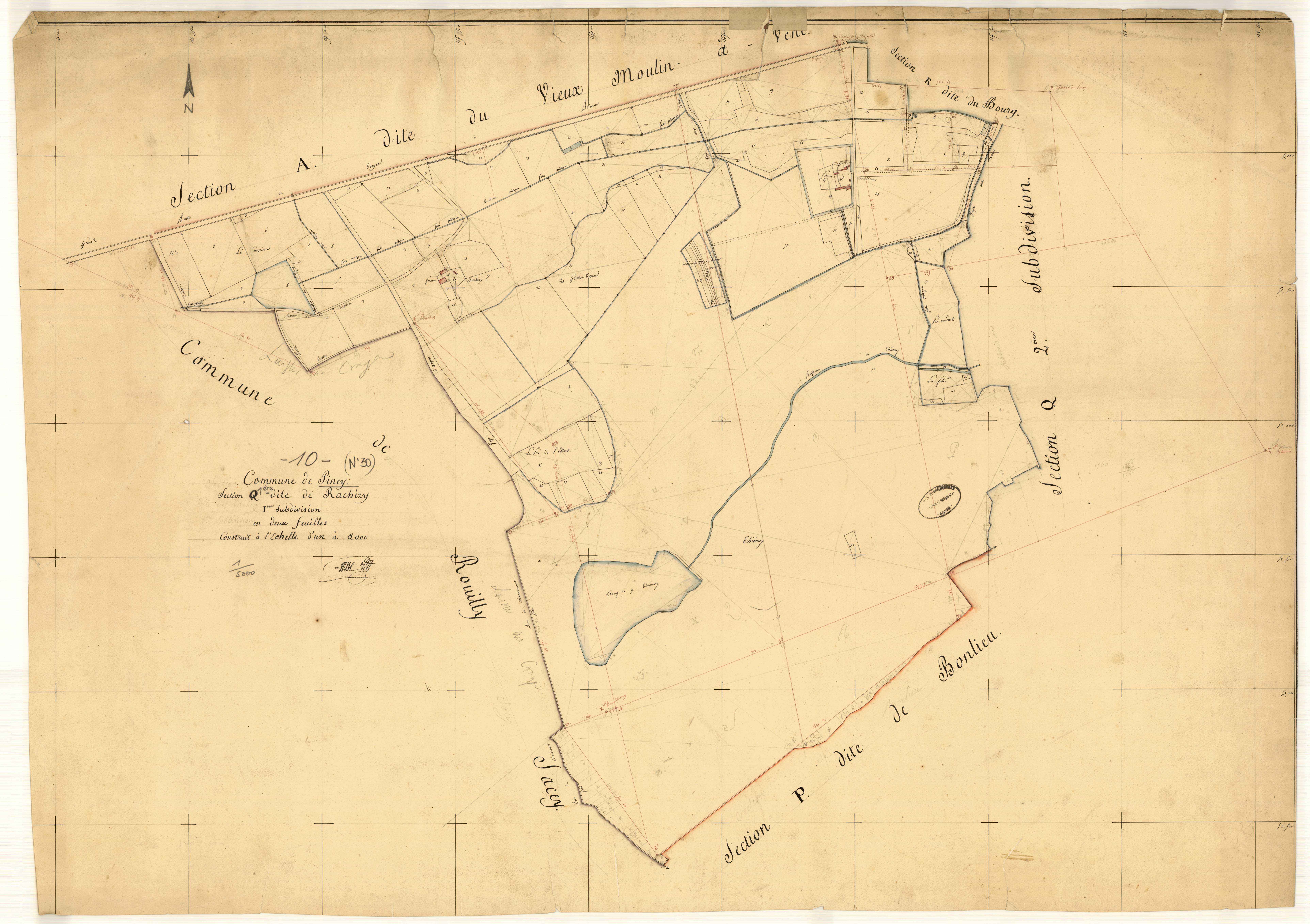 Piney, section Q dite de Rachizy, feuille n° 1