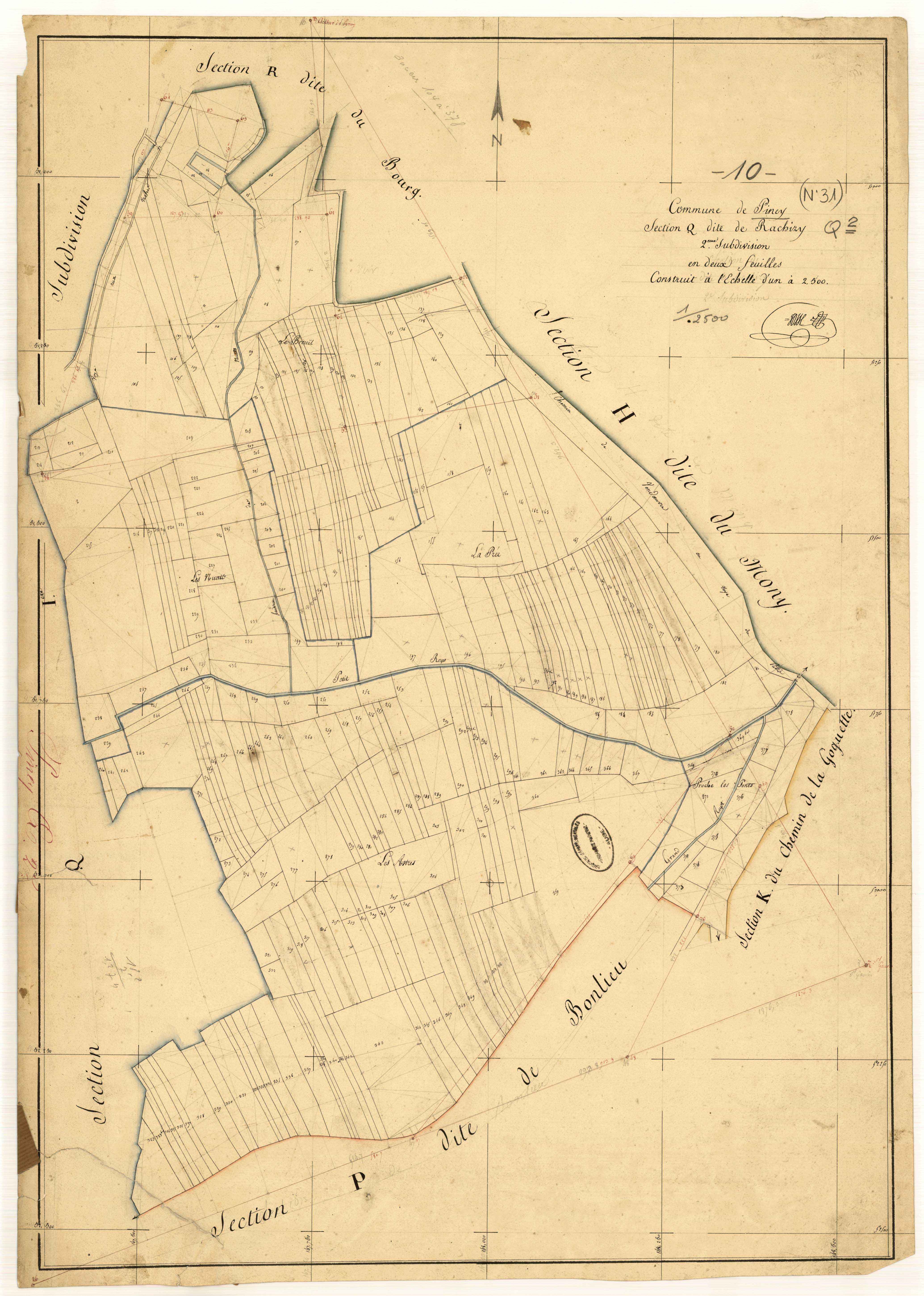 Piney, section Q dite de Rachizy, feuille n° 2