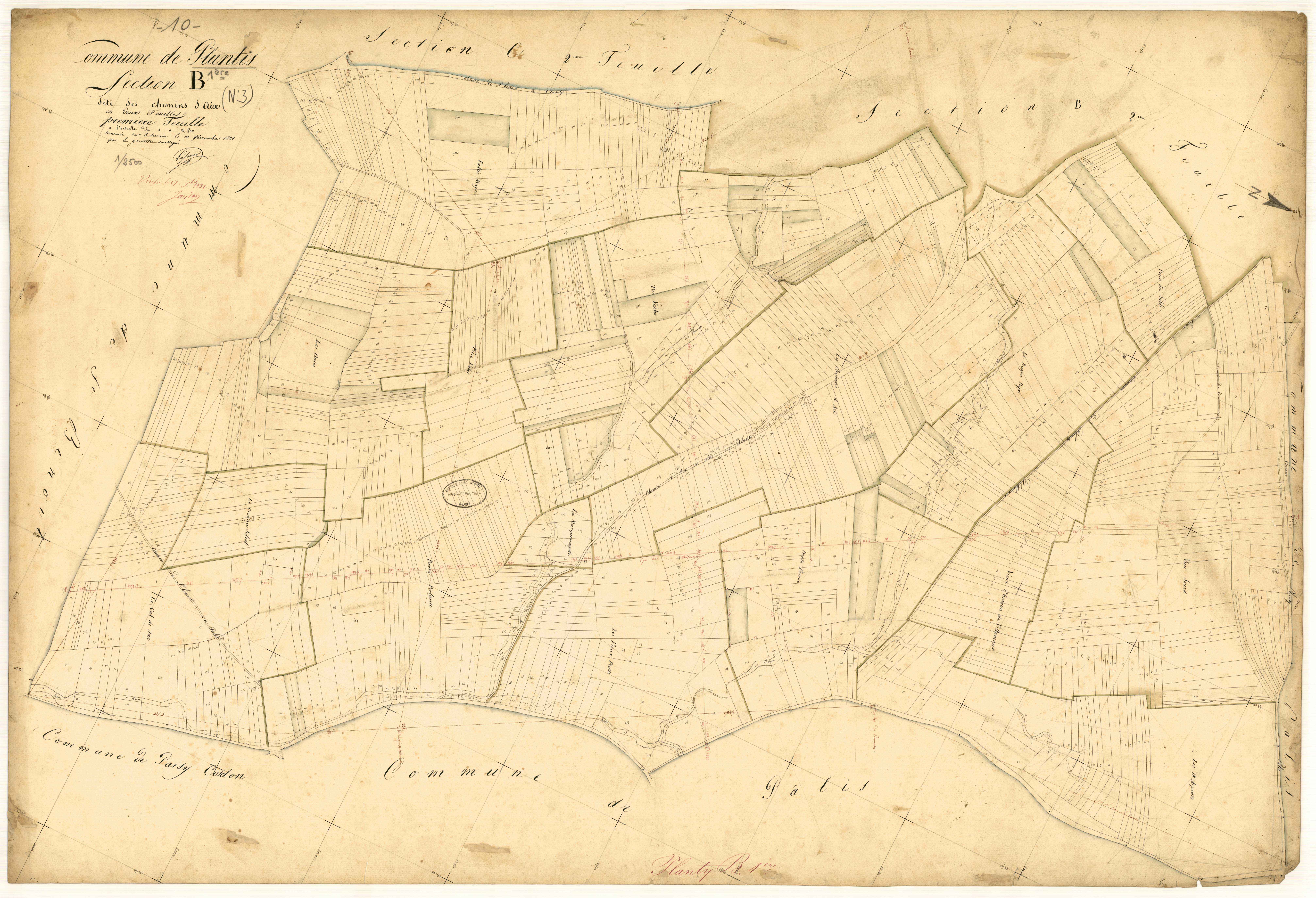 Planty, section B dite des Chemins d'Aix, feuille n° 1
