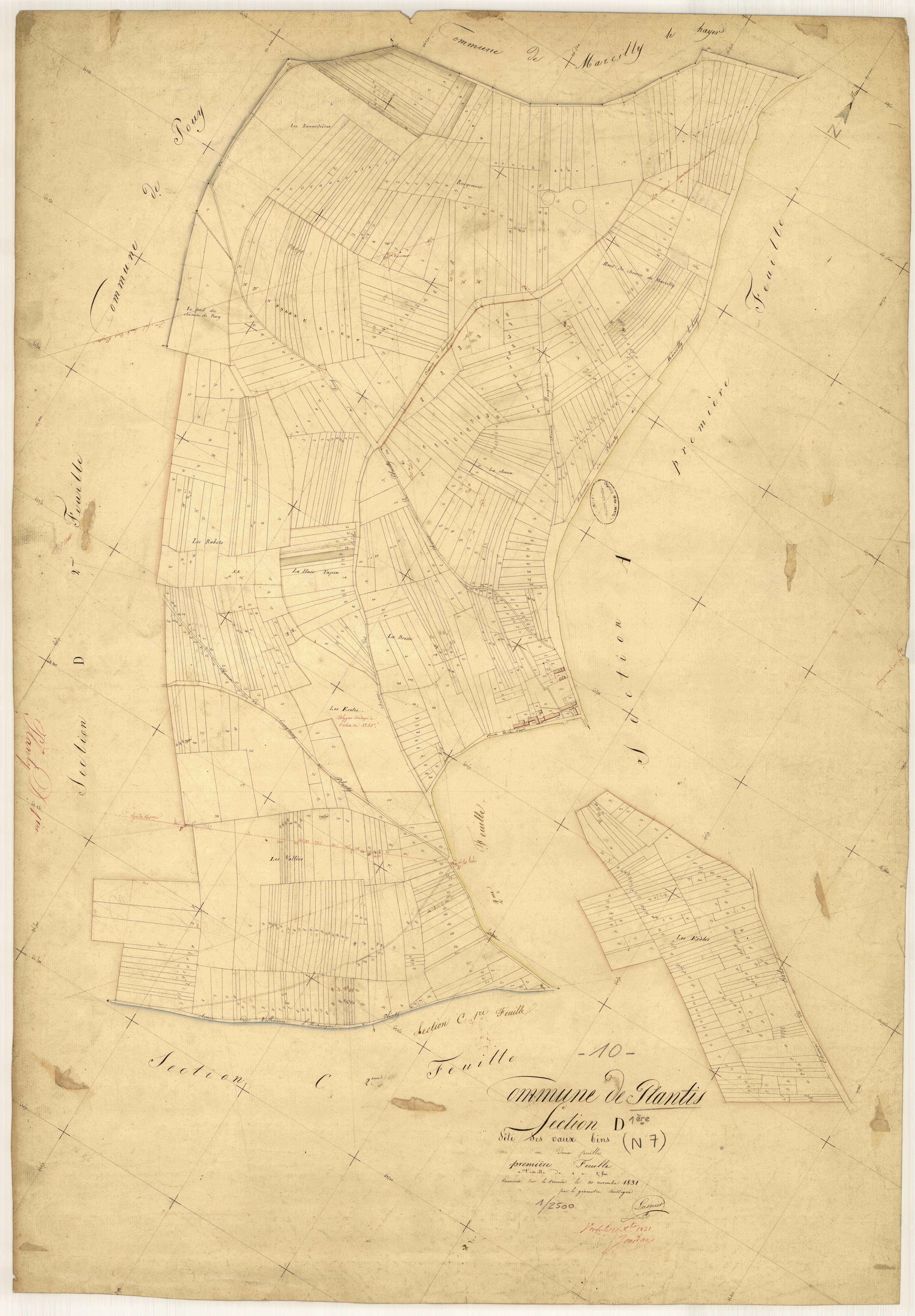 Planty, section D dite des vaux-bins, feuille n° 1