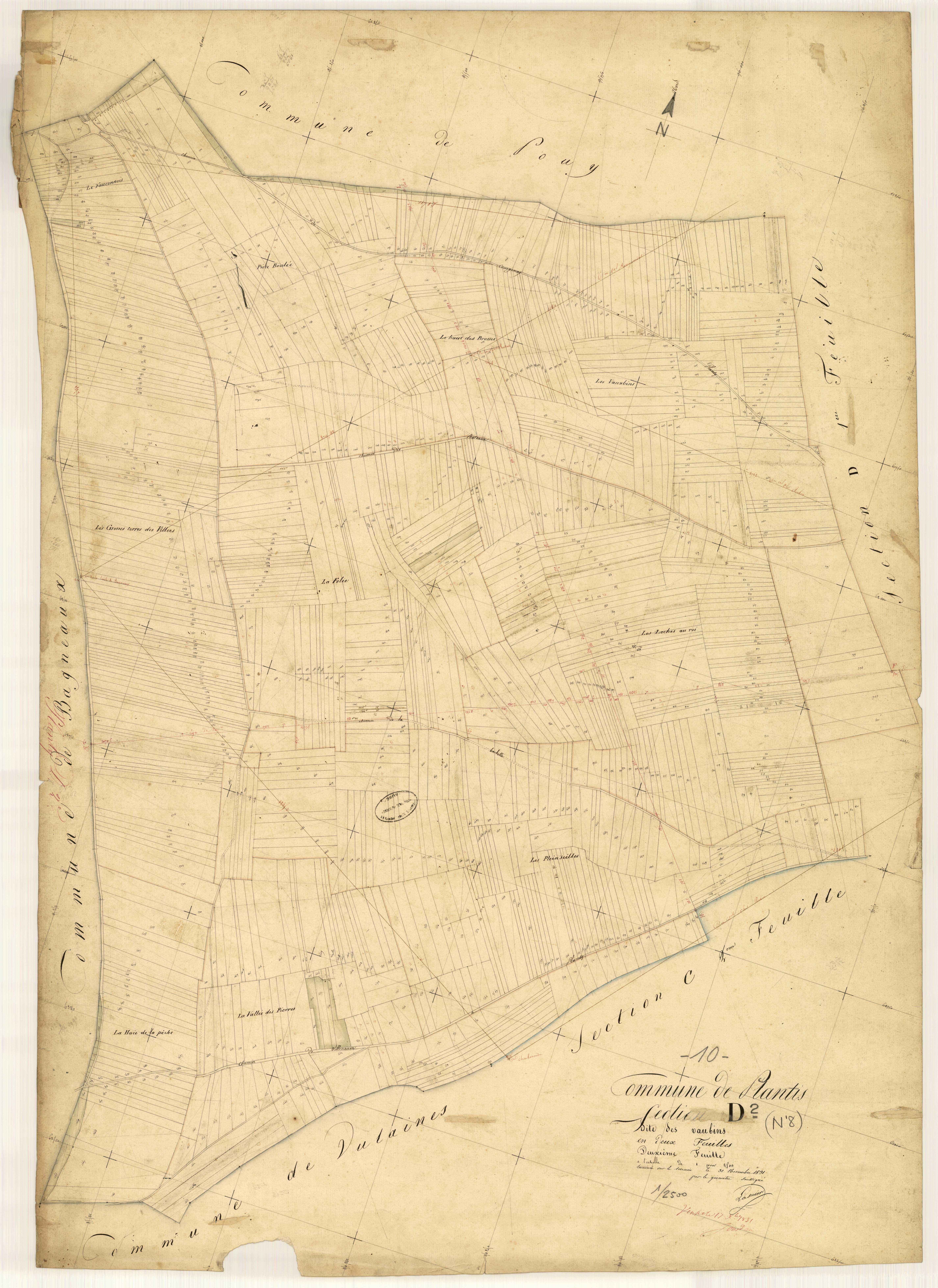 Planty, section D dite des vaux-bins, feuille n° 2