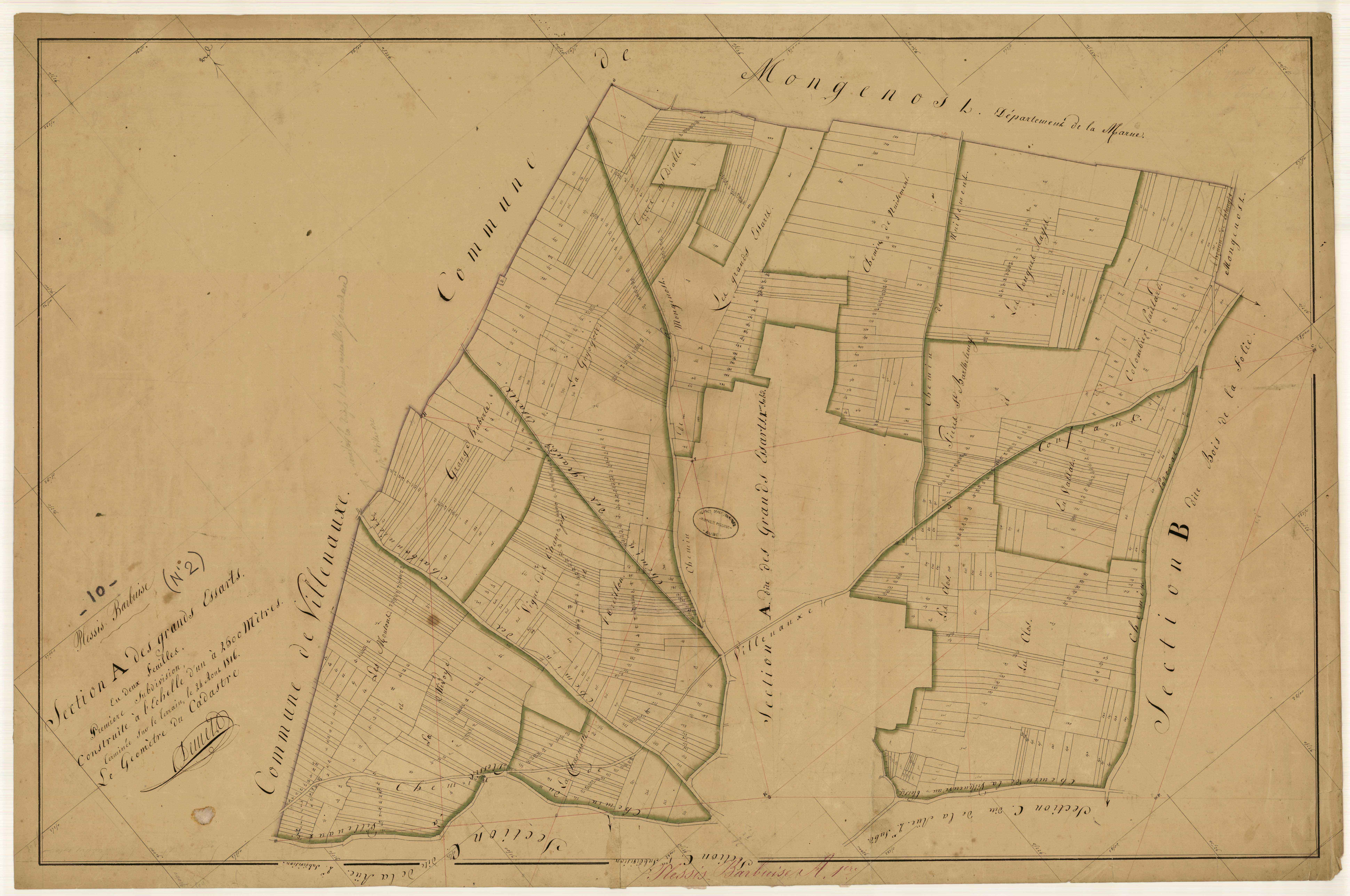 Plessis-Barbuise, section A dite des Grands Essarts, feuille n° 1