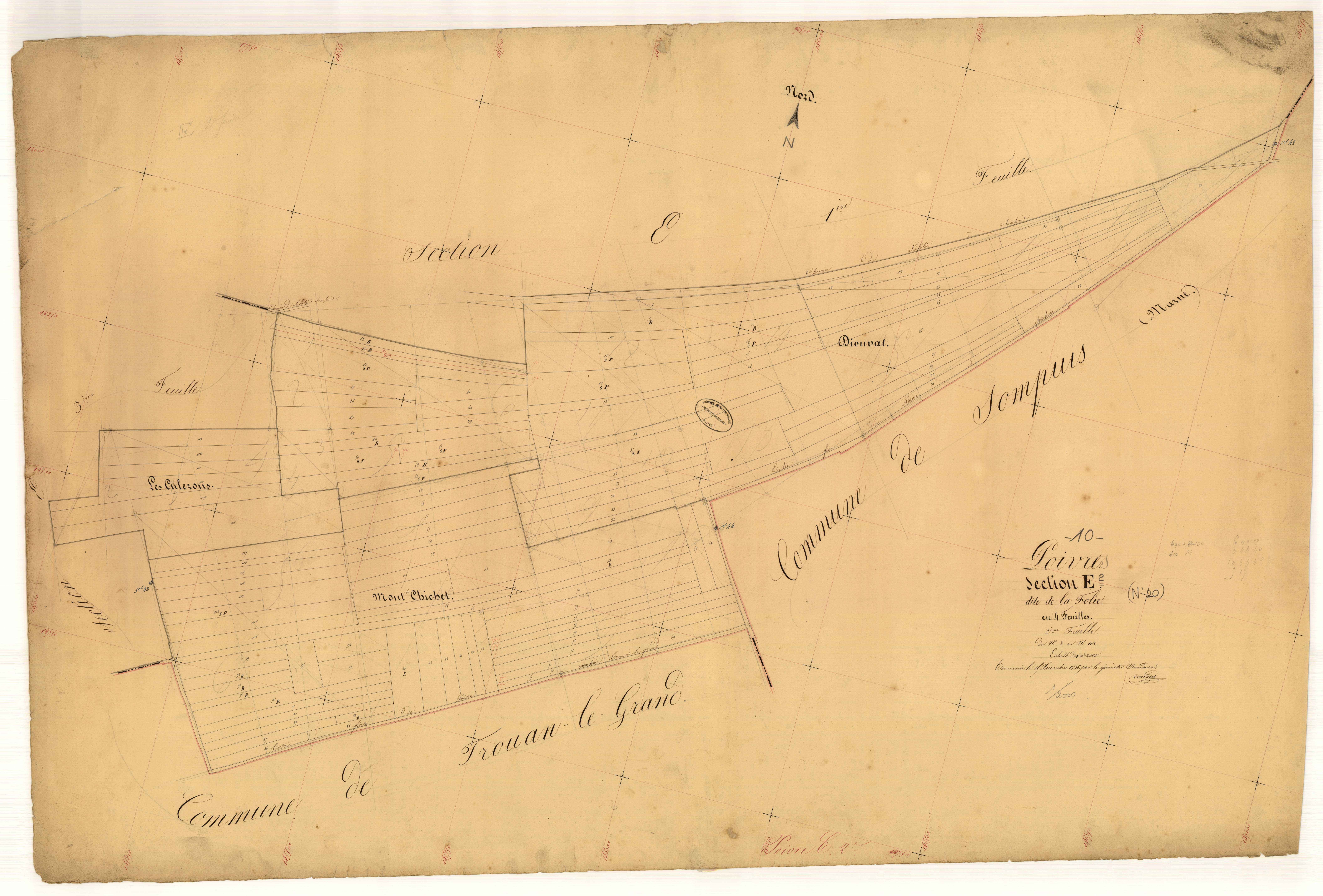 Poivres, section E dite de la Folie, feuille n° 2, parcelles n° 8-113