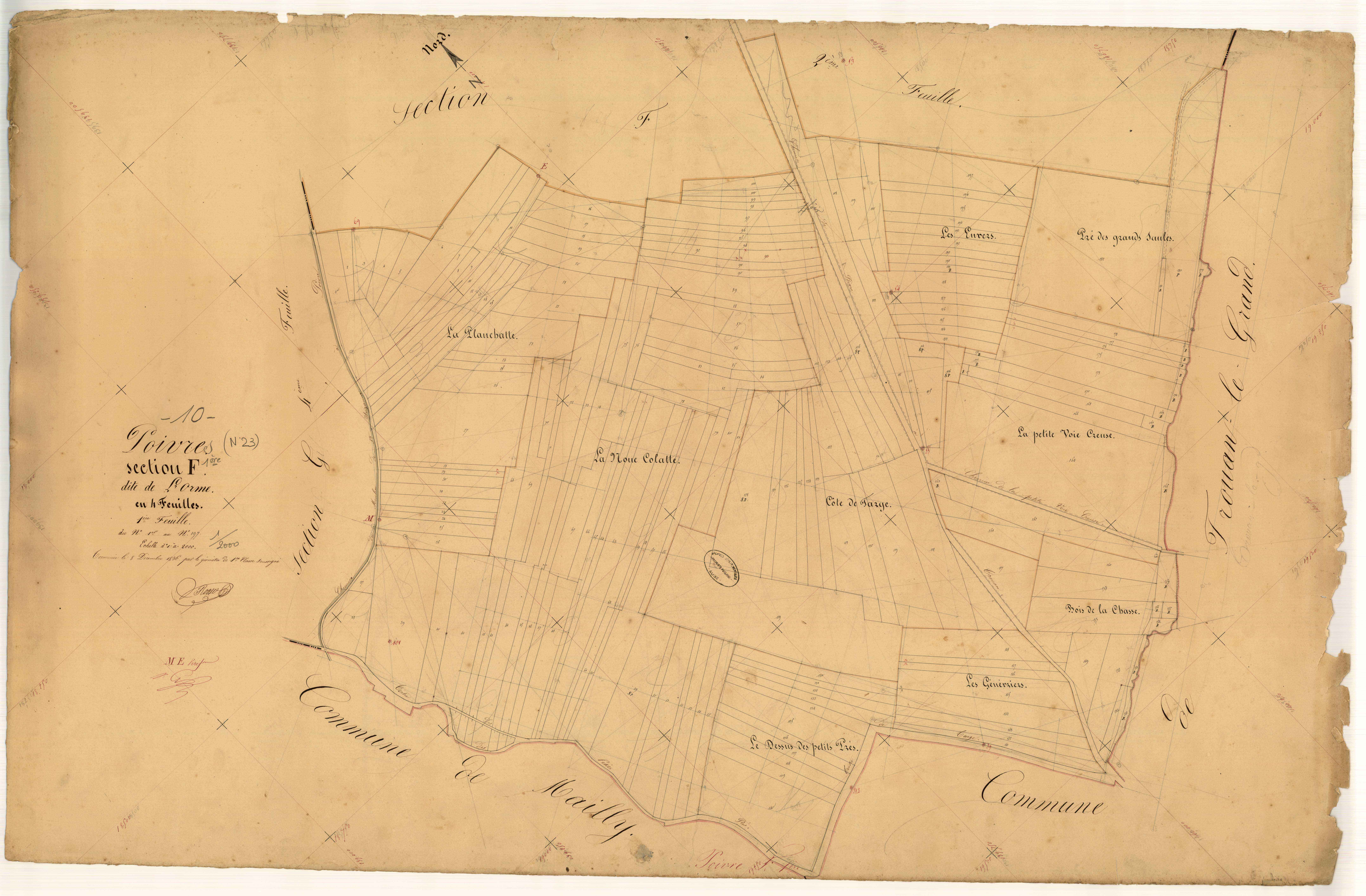 Poivres, section F dite de l'Orme, feuille n° 1, parcelles n° 1-197