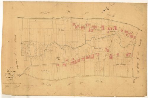 Poivres, section G dite du village, feuille n° 2, parcelles n° 459-815