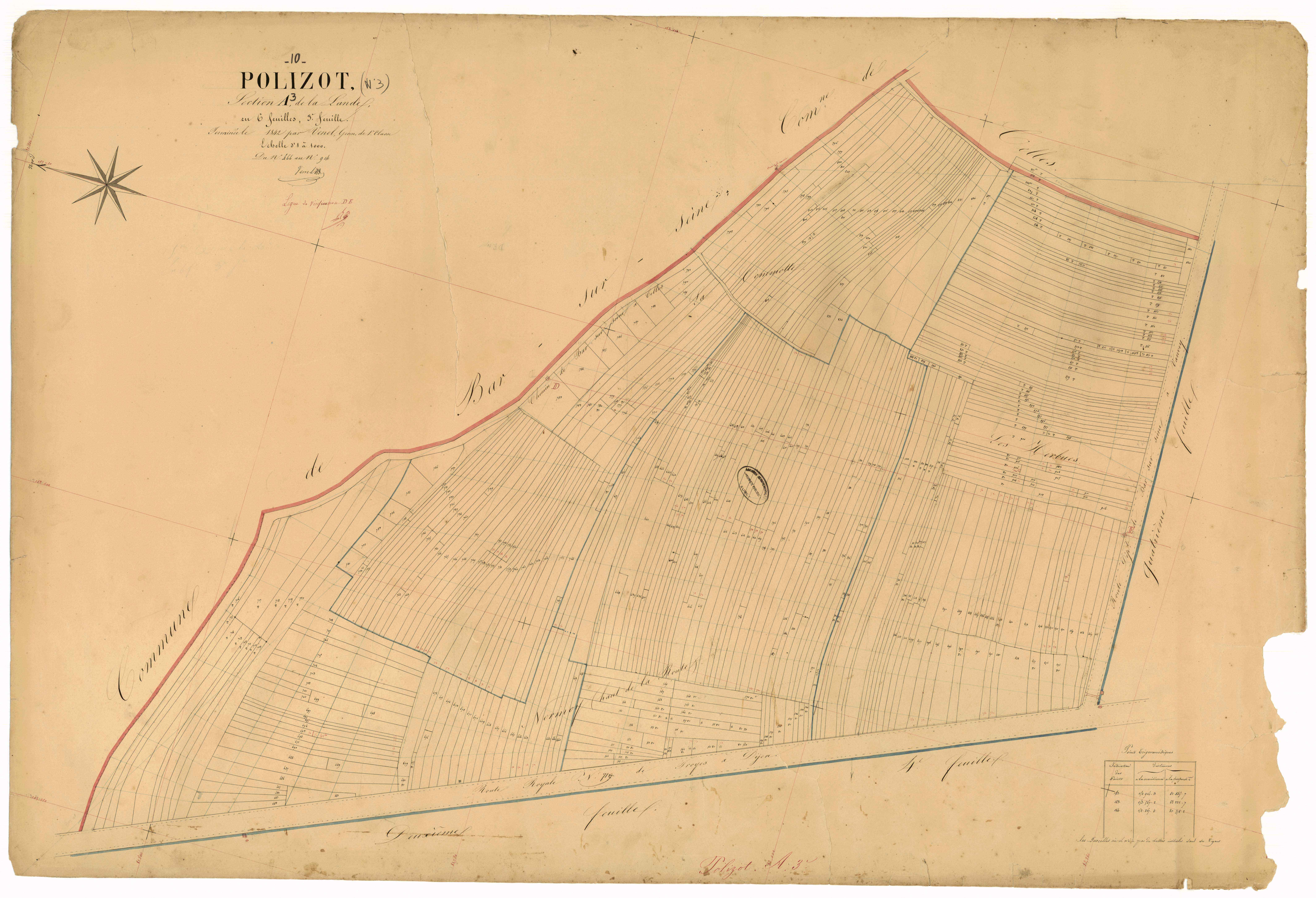 Polisot, section A dite de la Lande, feuille n° 3, parcelles n°466-914