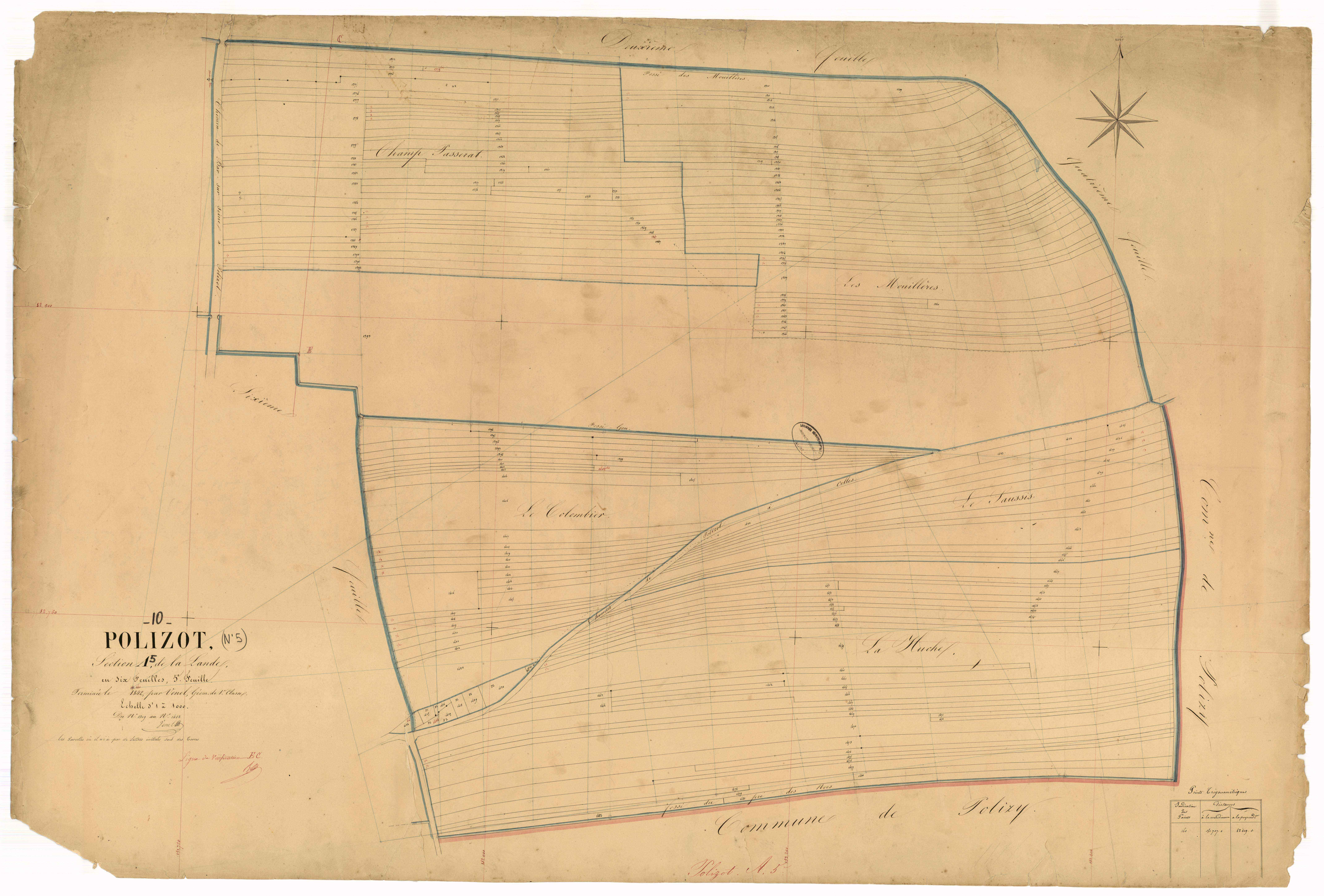 Polisot, section A dite de la Lande, feuille n° 5, parcelles n°1309-1482