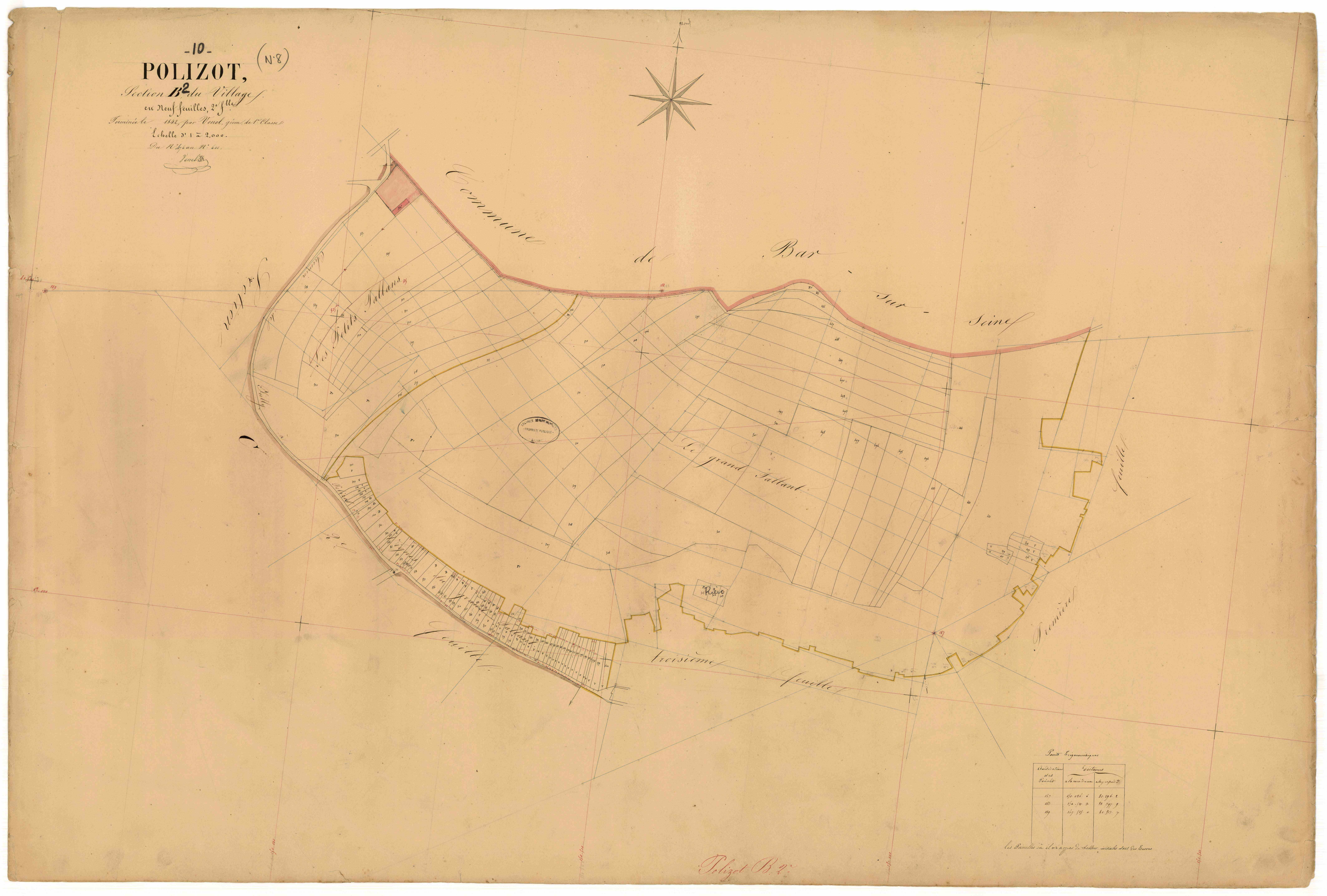Polisot, section B dite du village, feuille n° 2, parcelles n°476-600