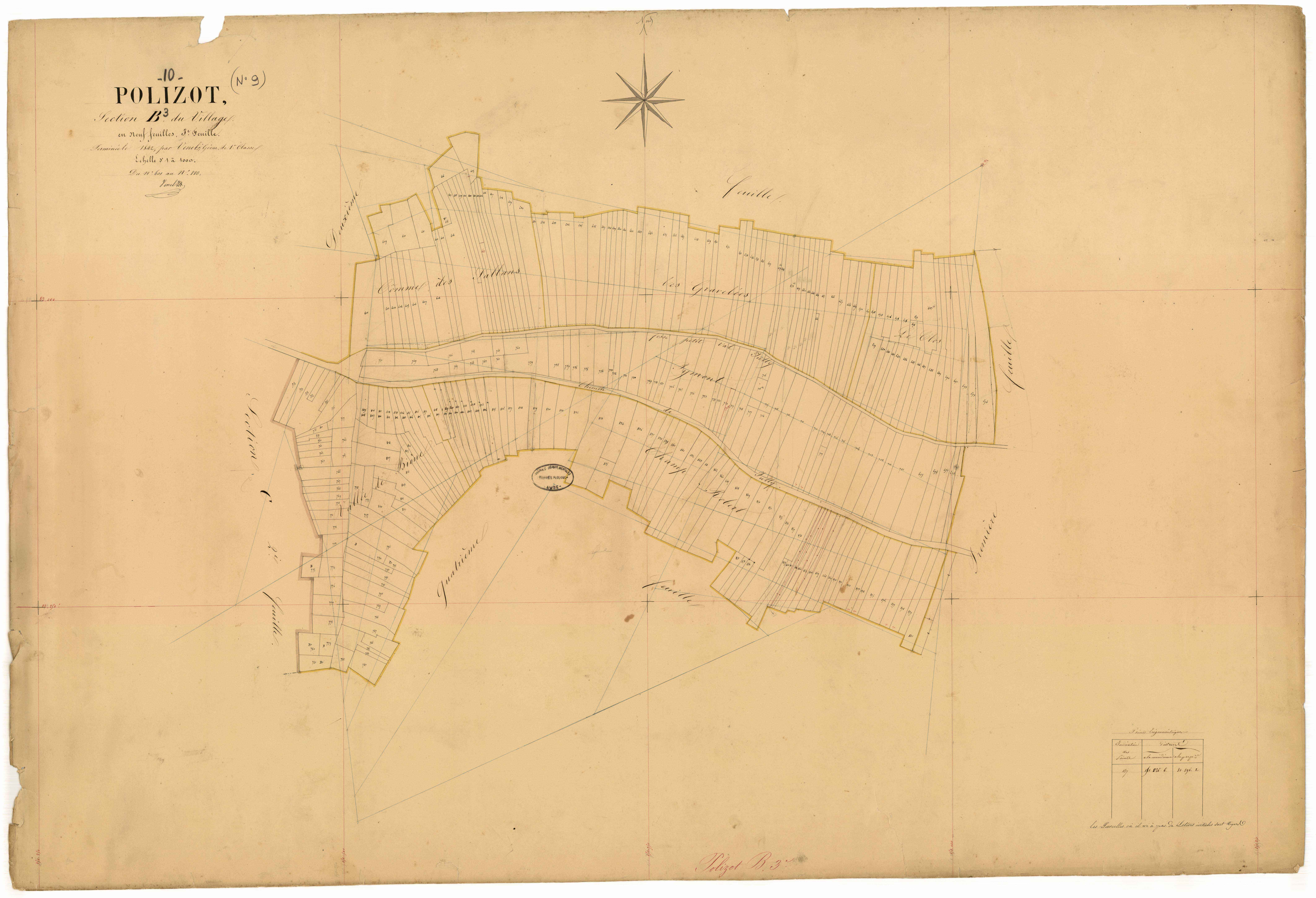 Polisot, section B dite du village, feuille n° 3, parcelles n°601-880