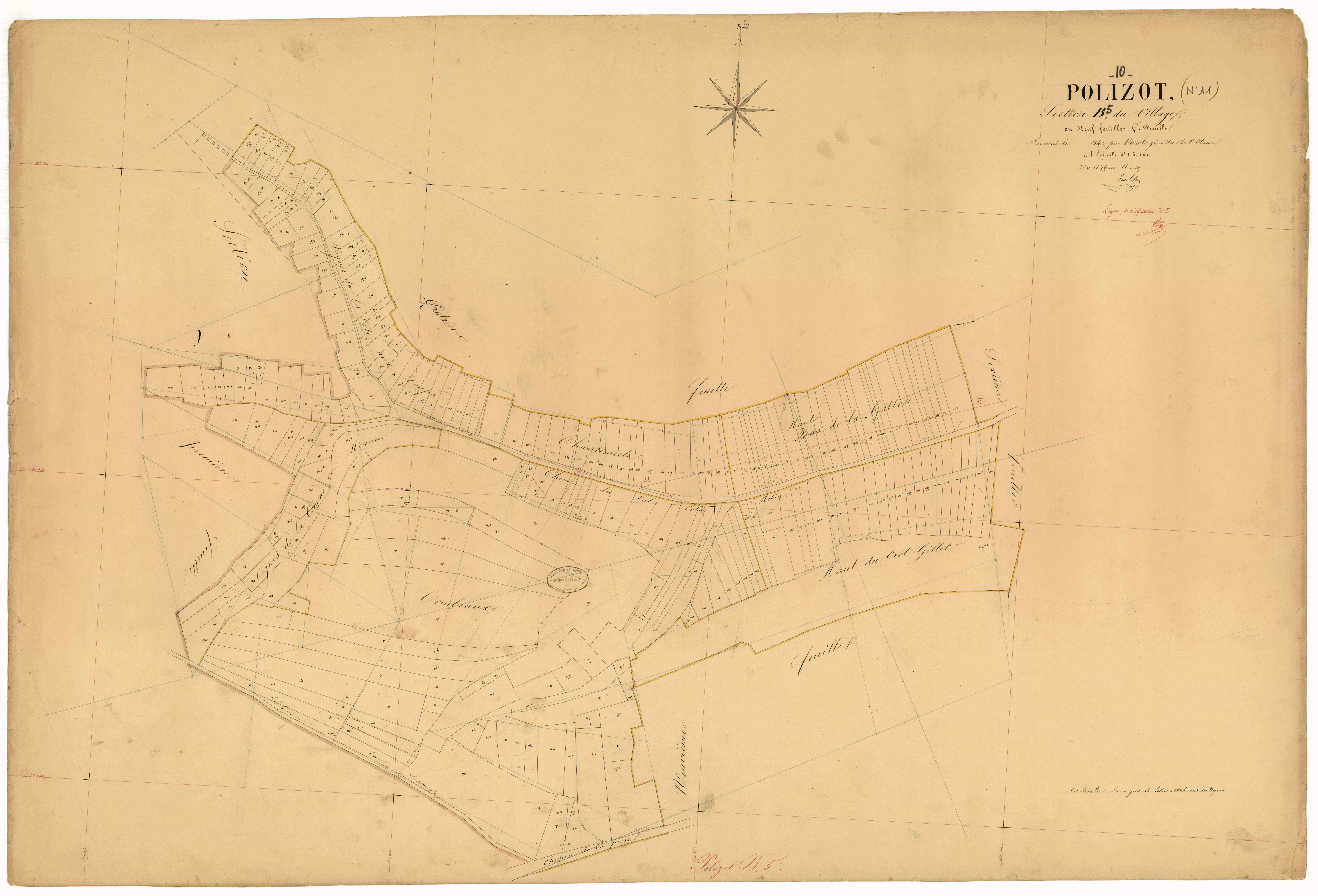 Polisot, section B dite du village, feuille n° 5, parcelles n°969-1207