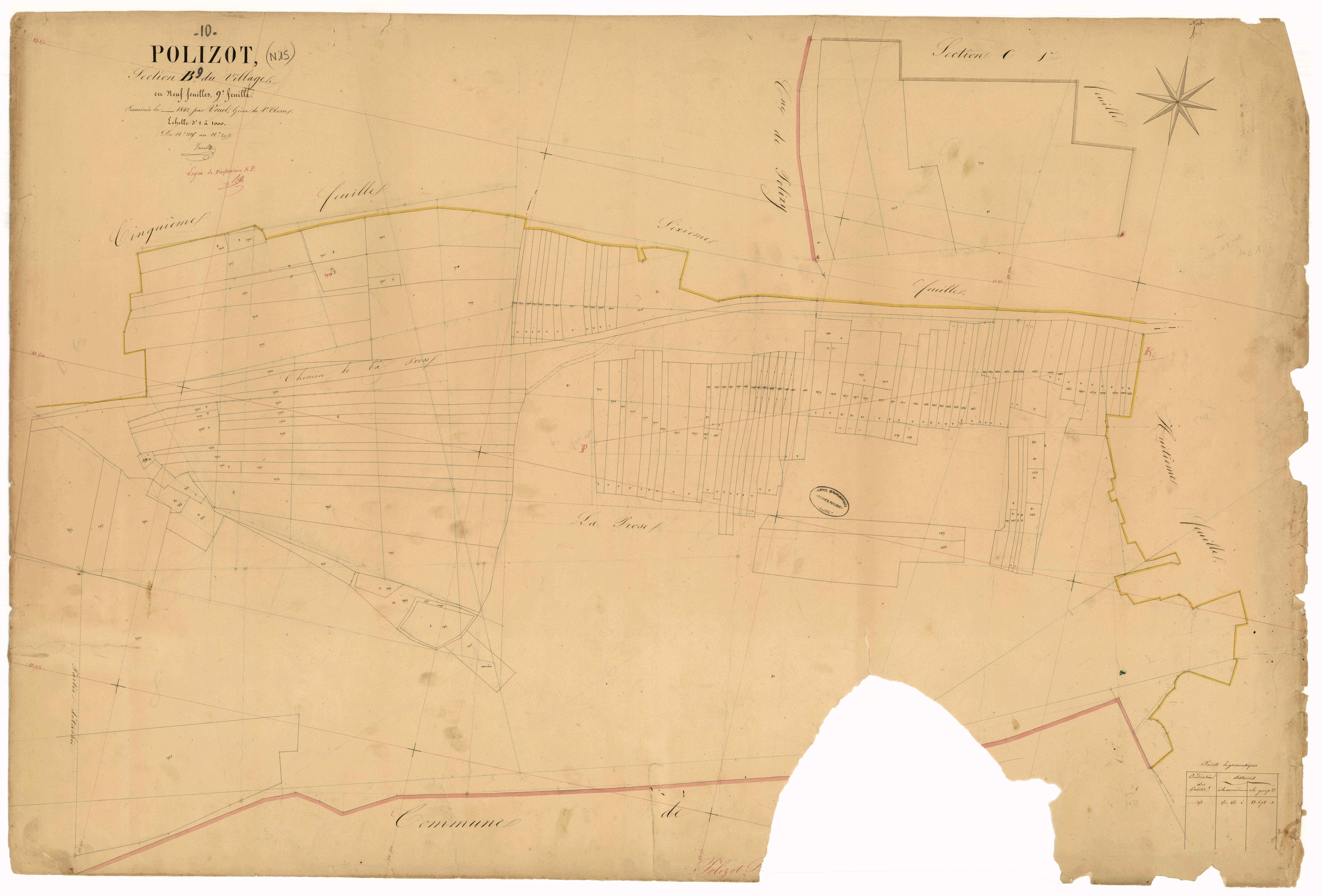 Polisot, section B dite du village, feuille n° 9, parcelles n°2835-2958