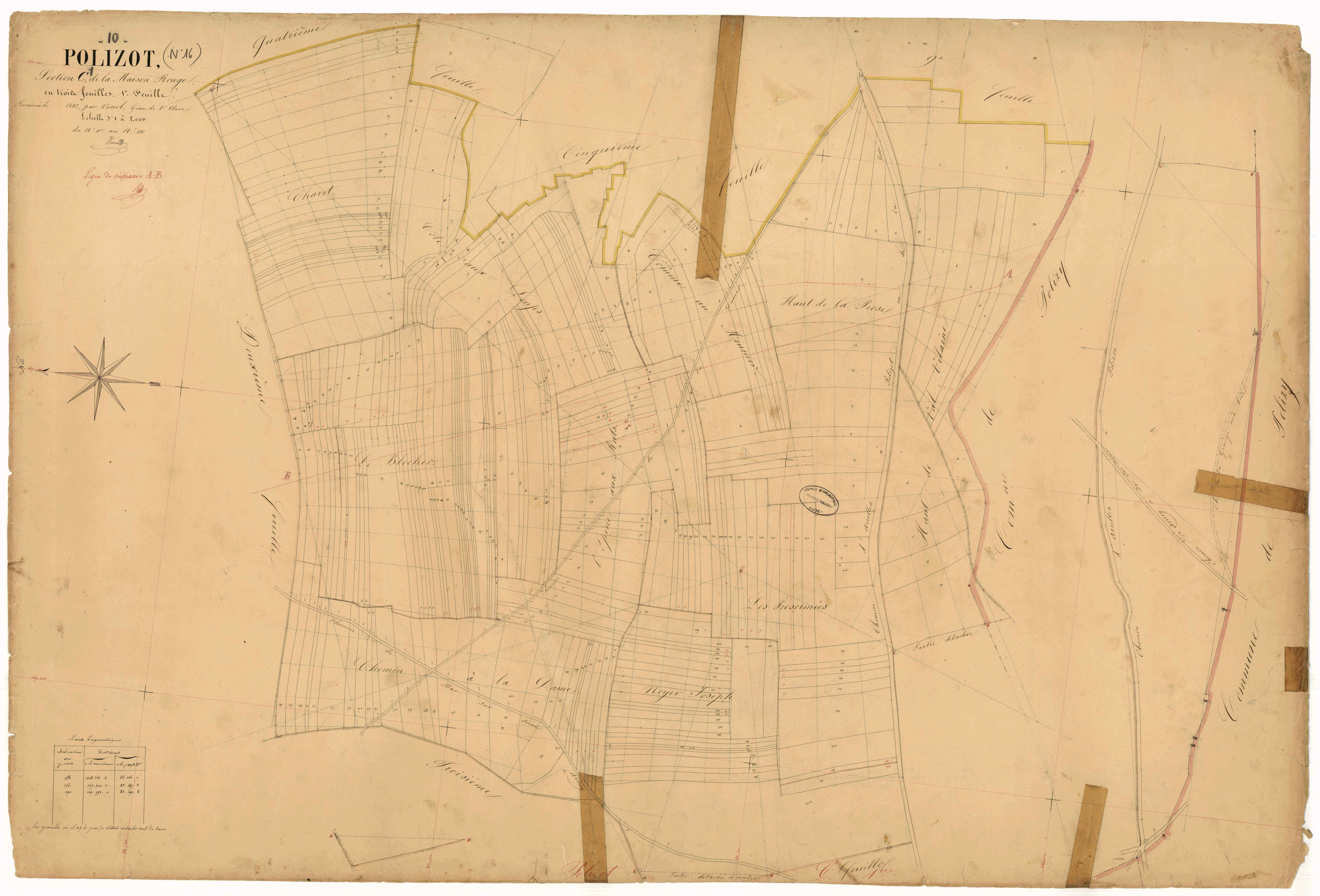 Polisot, section C dite de la Maison Rouge, feuille n° 1, parcelles n°1-280