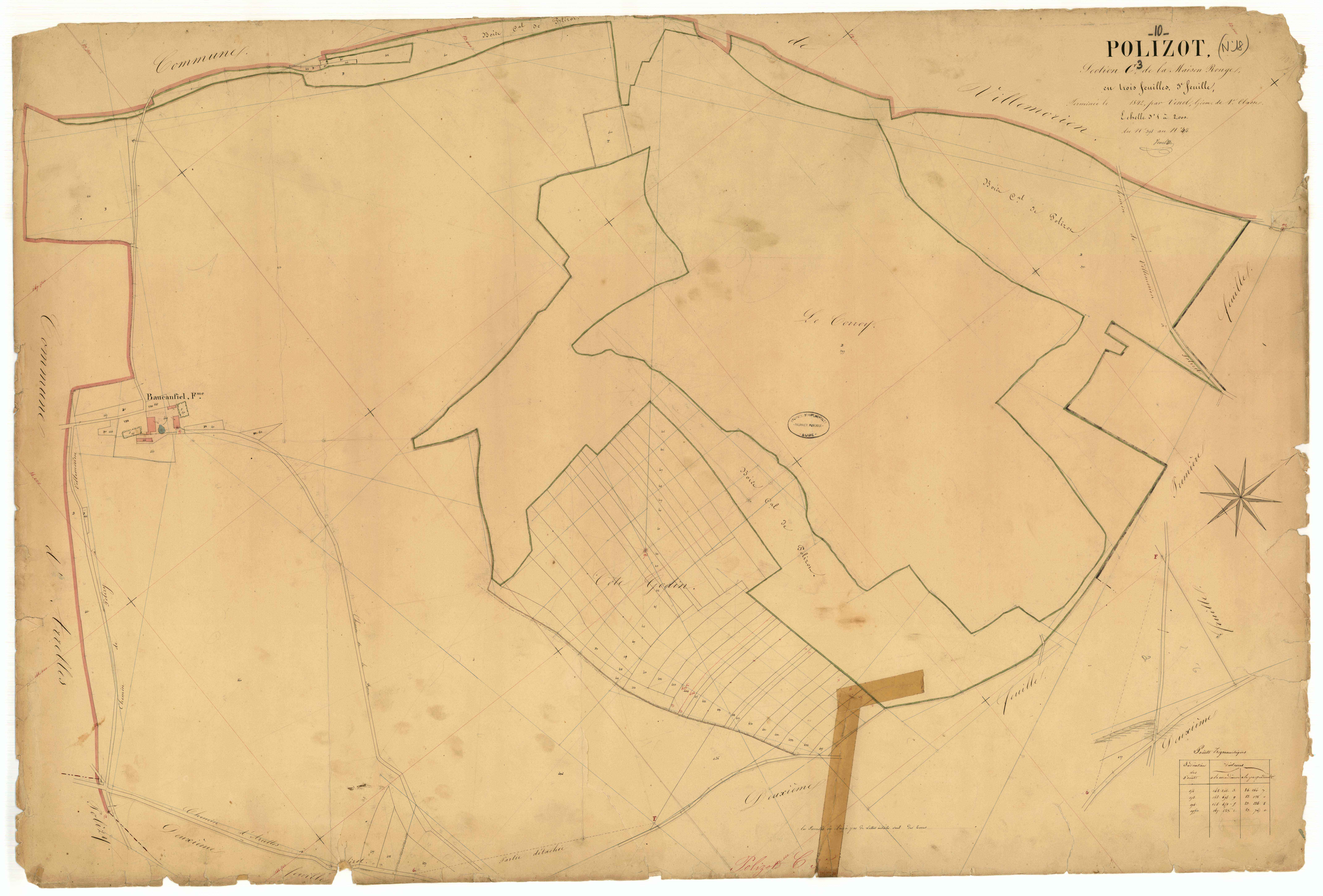 Polisot, section C dite de la Maison Rouge, feuille n° 3, parcelles n°398-434