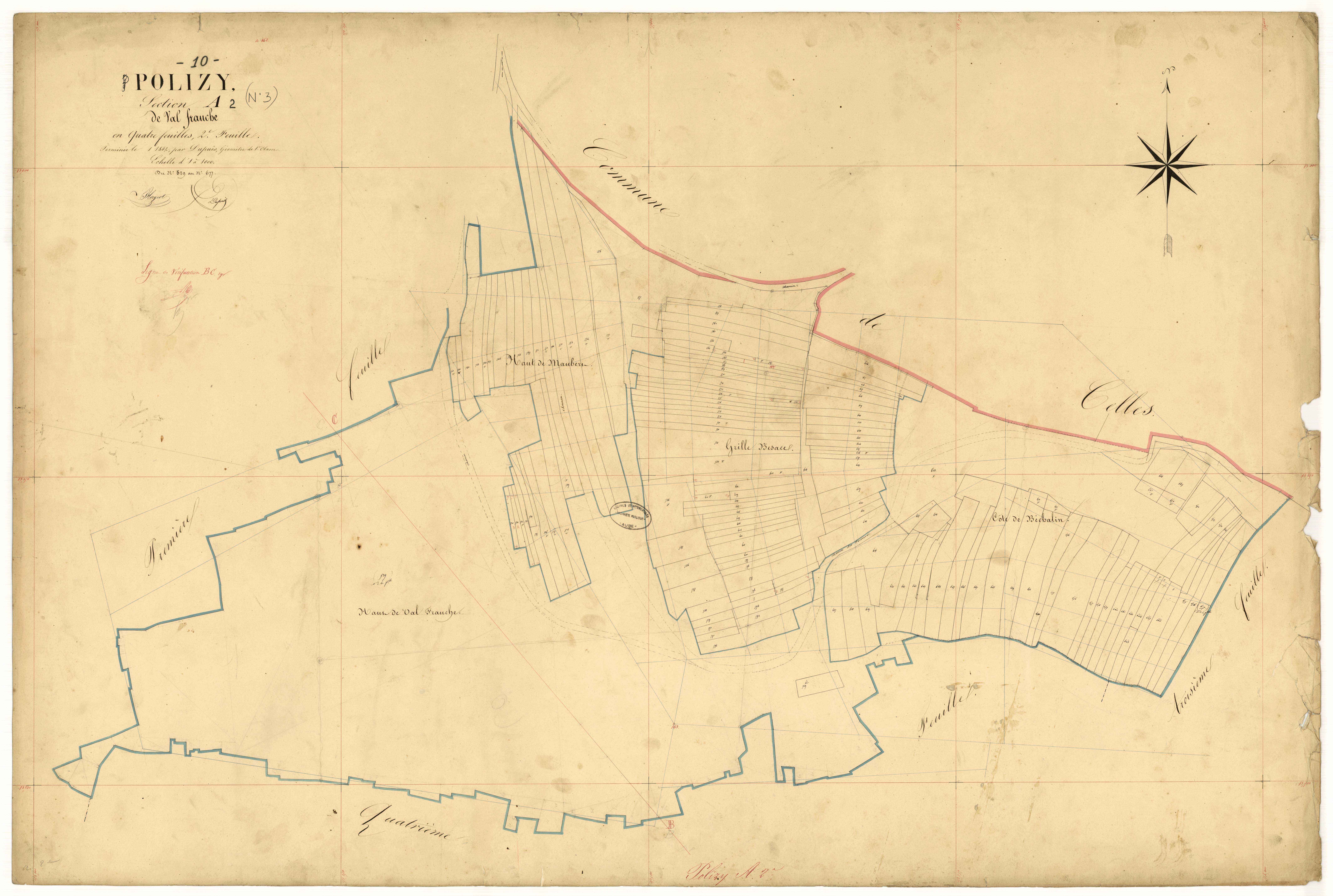 Polisy, section A dite de Val Franche, feuille n° 2, parcelles n° 529-677
