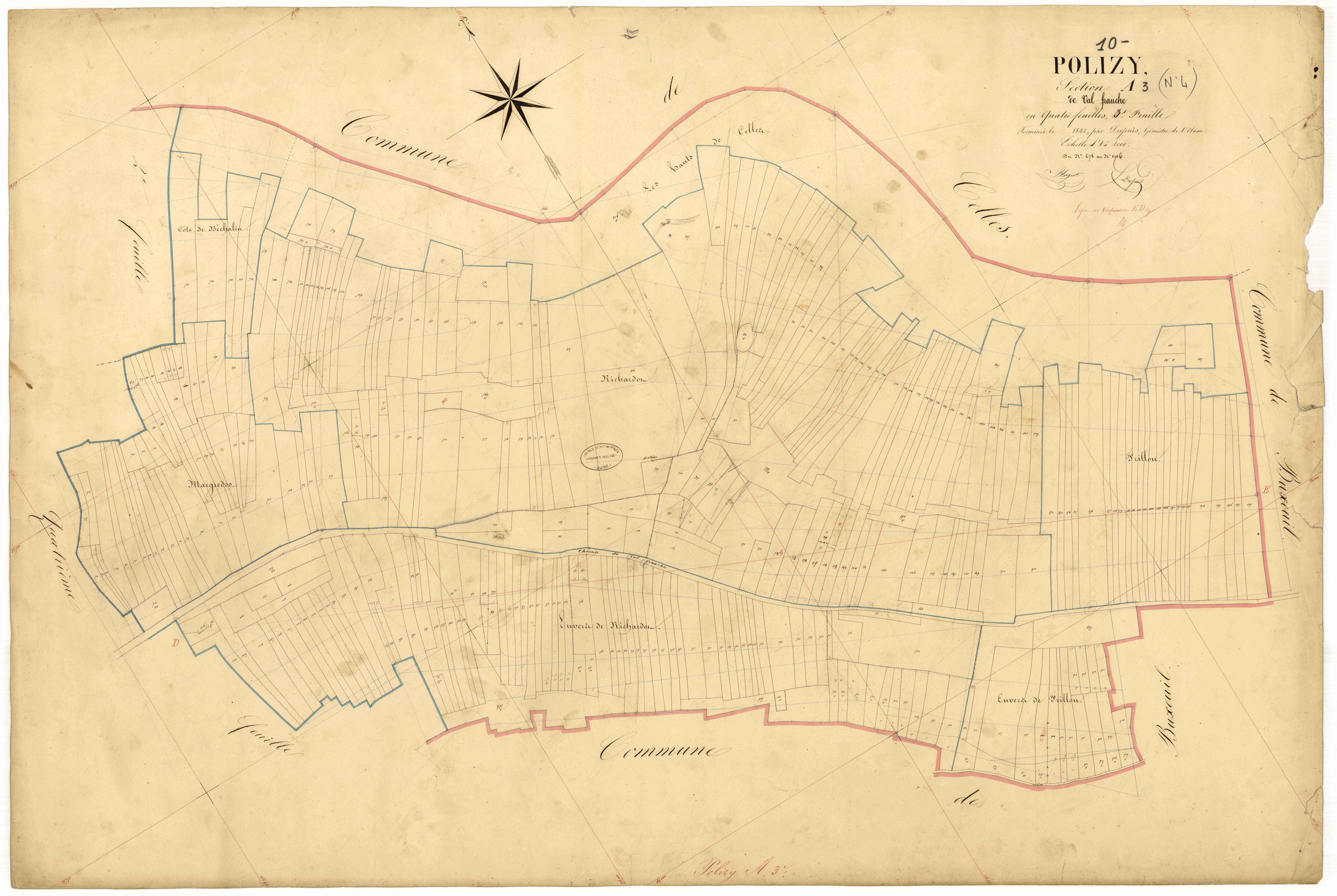 Polisy, section A dite de Val Franche, feuille n° 3, parcelles n° 678-1016