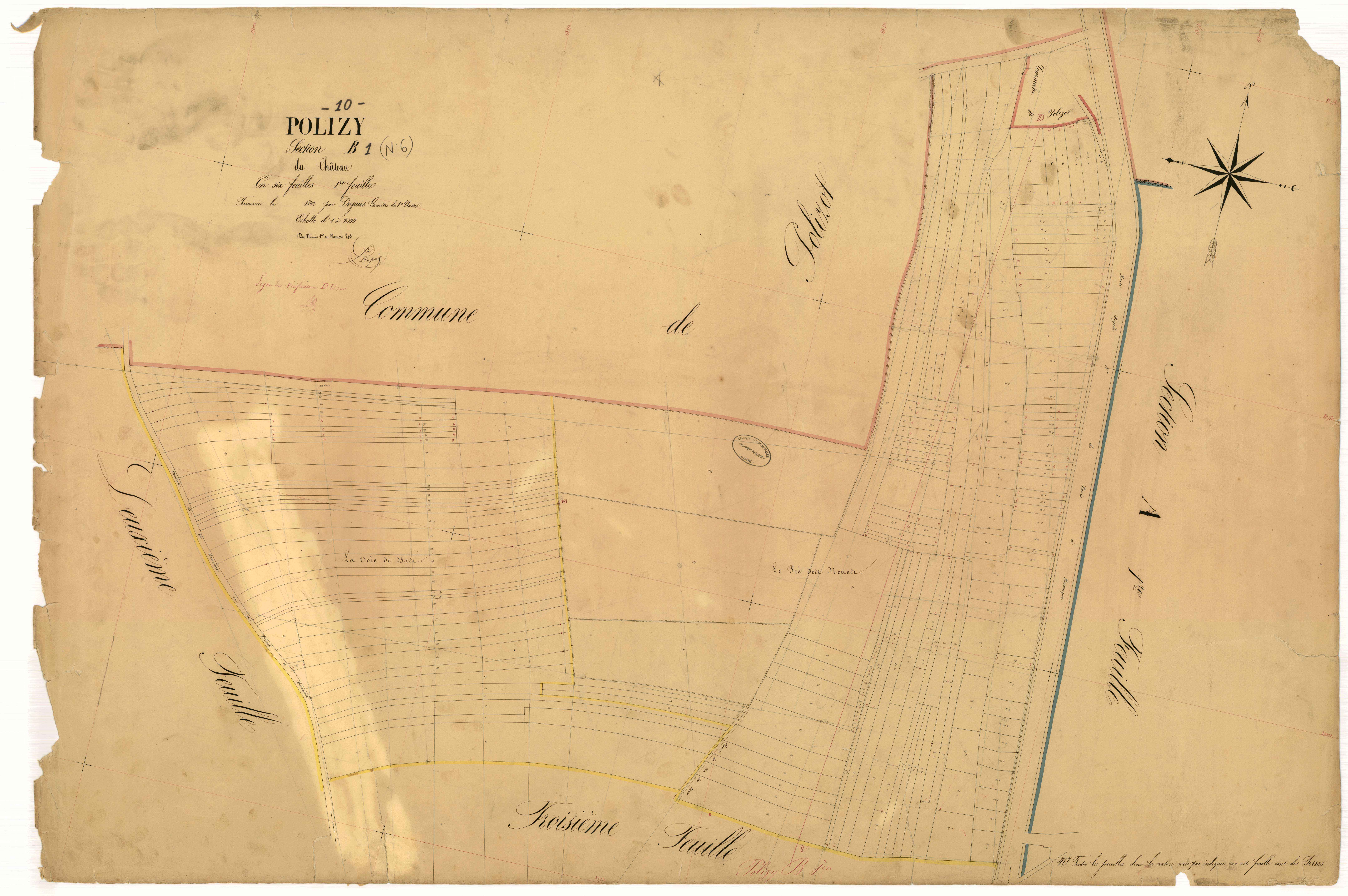Polisy, section B dite du Château, feuille n° 1, parcelles n° 1-203