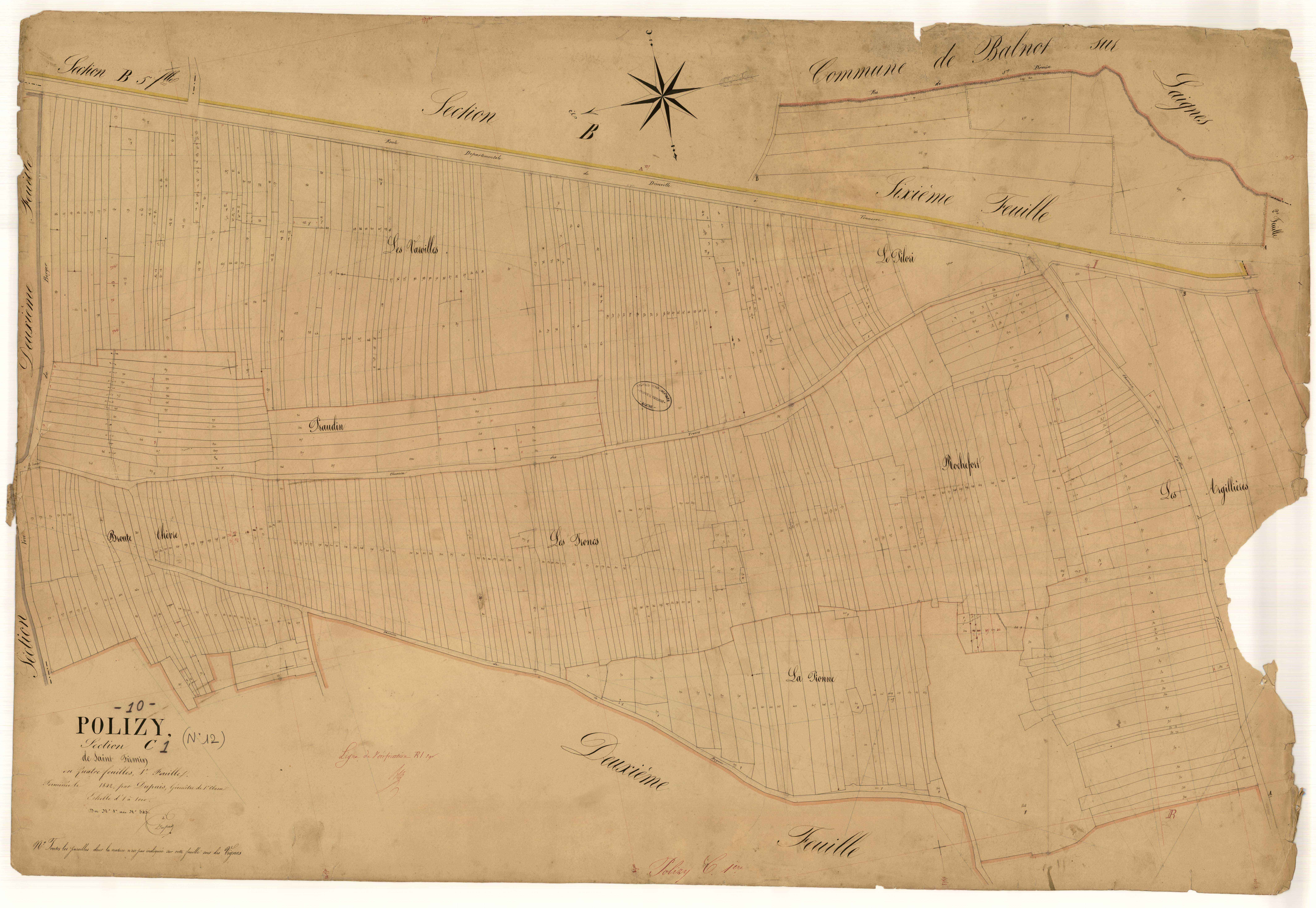 Polisy, section C dite de Saint Firmin, feuille n° 1, parcelles n° 1-545